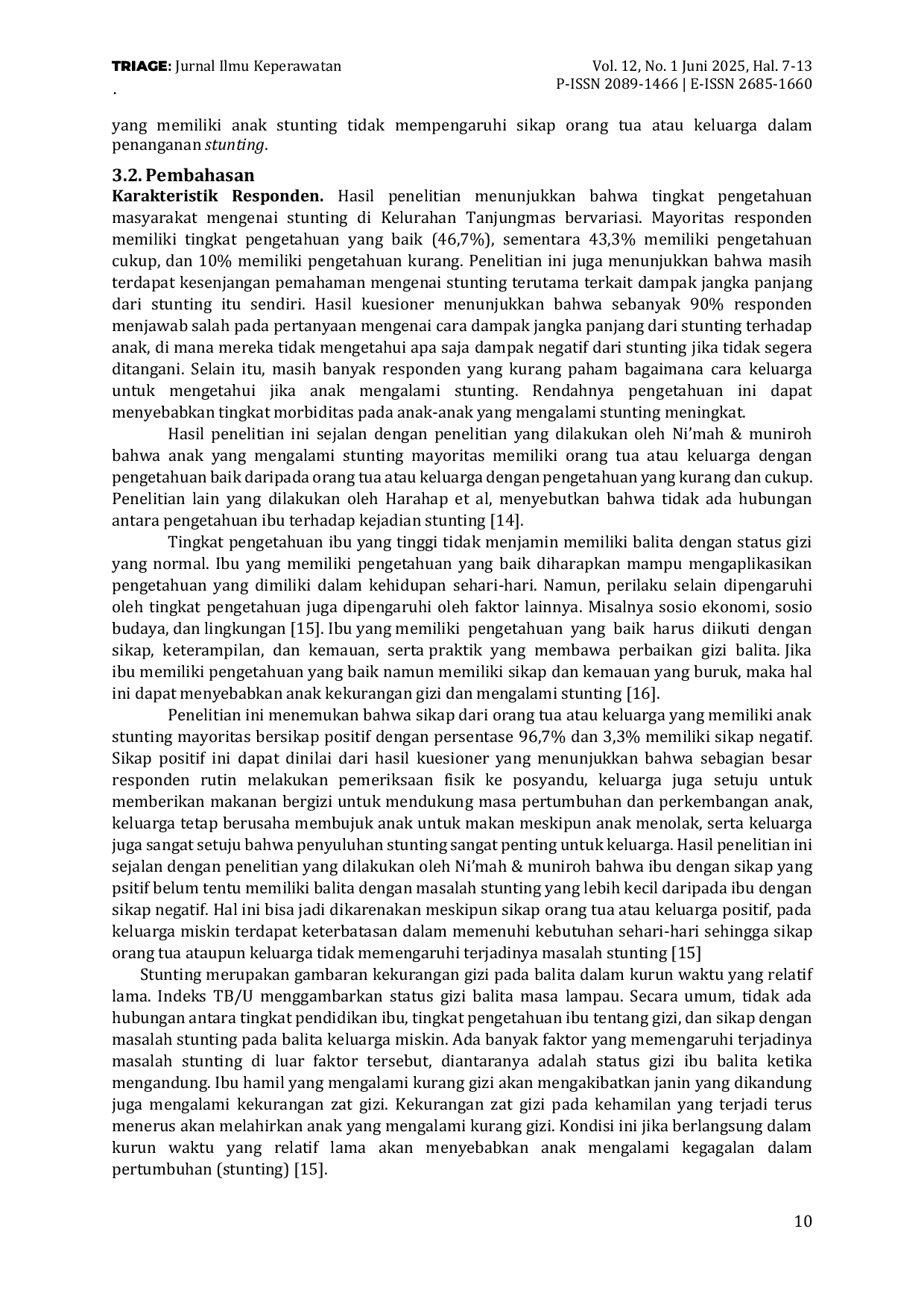 JURIS Hubungan Pengetahuan dan Sikap Orangtua terhadap Kejadian Stunting
