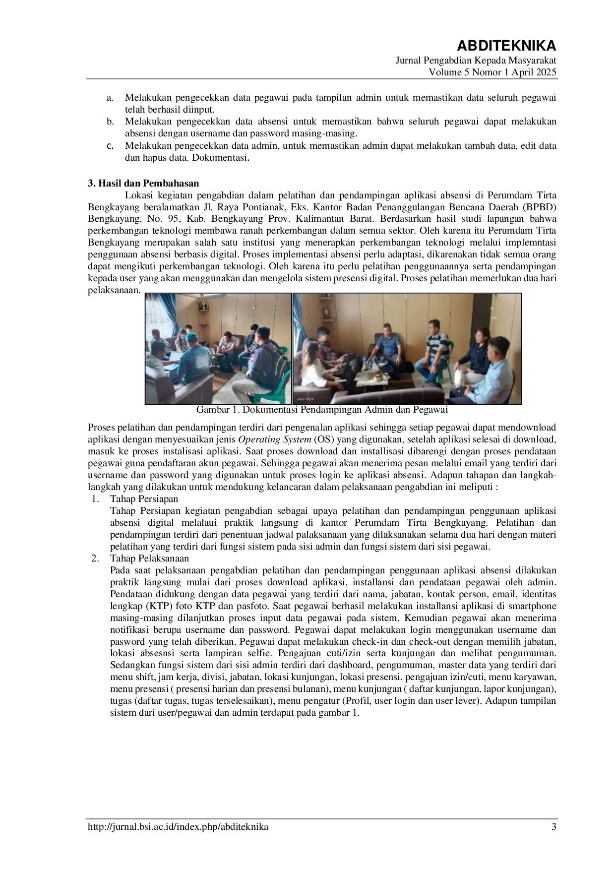 JURIS Pelatihan Dan Pendampingan Penggunaan Aplikasi Absensi Digital Perumdam Tirta Bengkayang