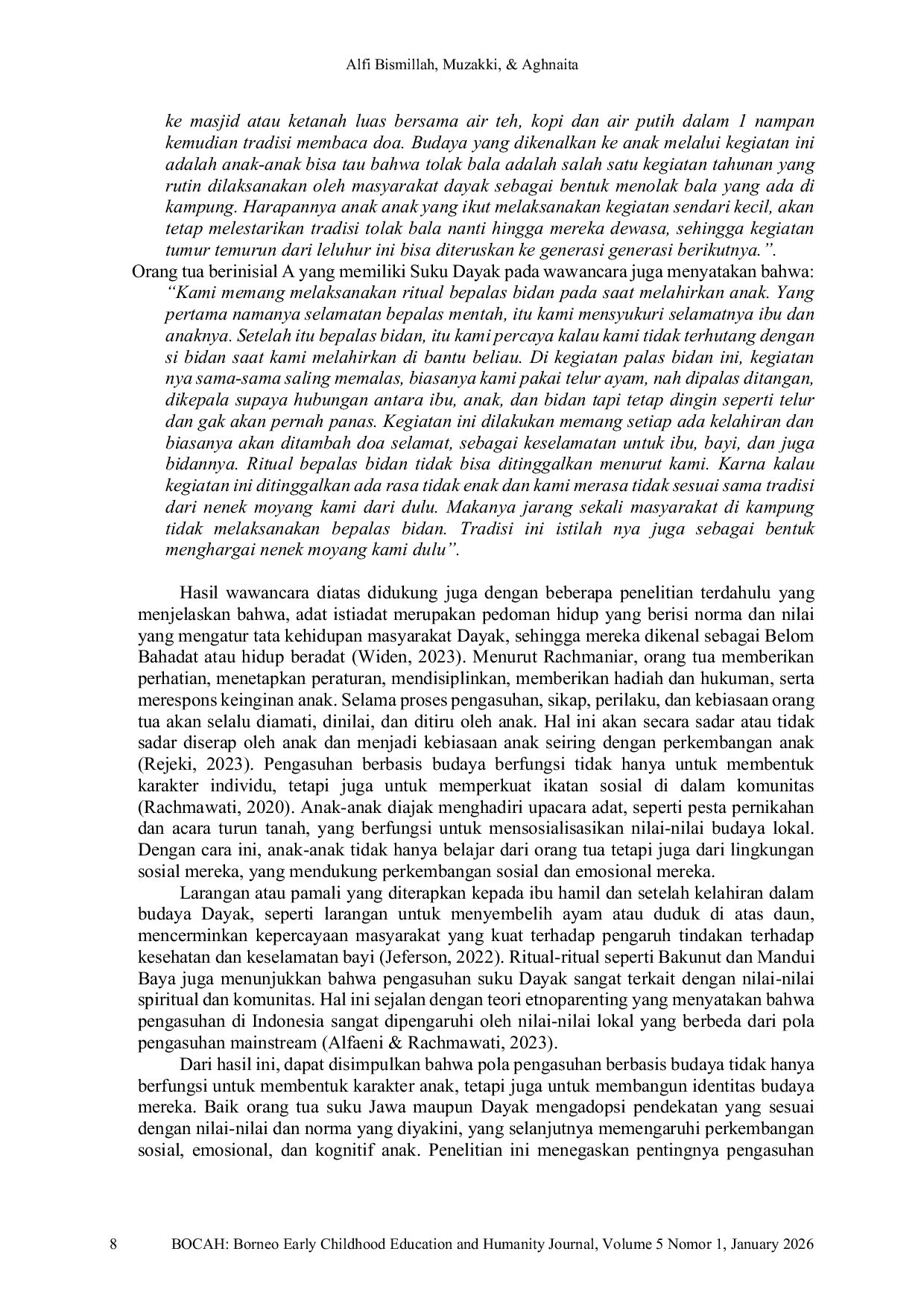 JURIS Pola Pengasuhan Orang Tua Muslim Suku Jawa dan Dayak pada Anak Usia Dini di RA Al Azhar Palangka Raya