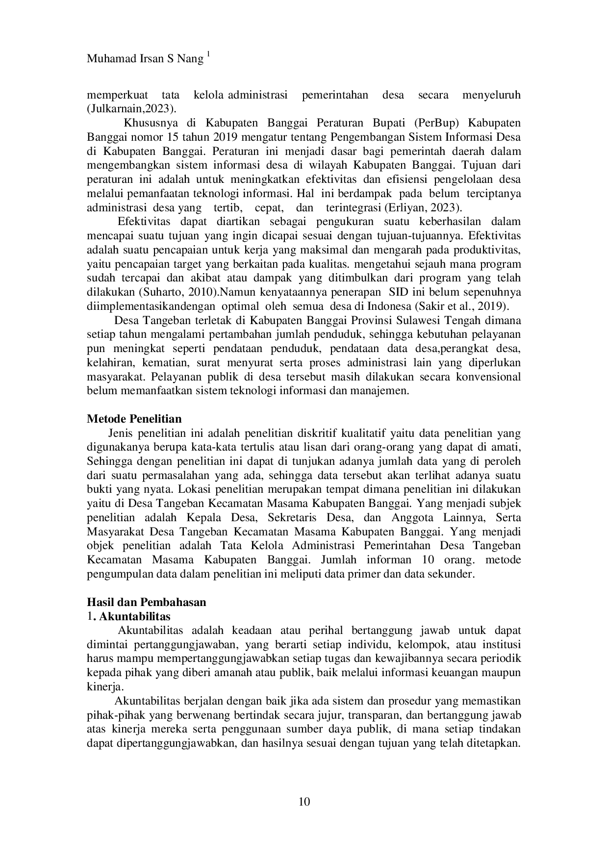 JURIS Tata Kelola Administrasi Pemerintahan Desa Tangeban Kecamatan Masama Kabupaten Banggai