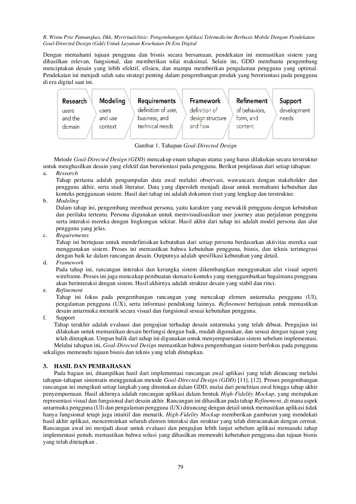 juris MyVirtualClinic Pengembangan Aplikasi Telemedicine Berbasis Mobile dengan Pendekatan Goal Directed Design GDD untuk Layanan Kesehatan di Era Digital