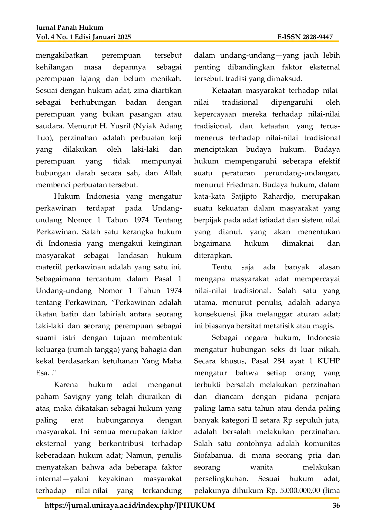 JURIS Kekuatan Hukum Penyelesaian Persetubuhan di Luar Perkawinan yang Diselesaikan Secara Hukum Adat Desa Siofabanua