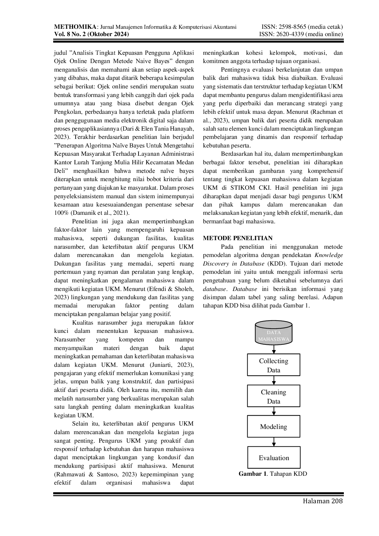JURIS Analisis Tingkat Kepuasan Mahasiswa Dalam Kegiatan Ukmt Di Stikom Cki Menggunakan Algoritma Naive Bayes