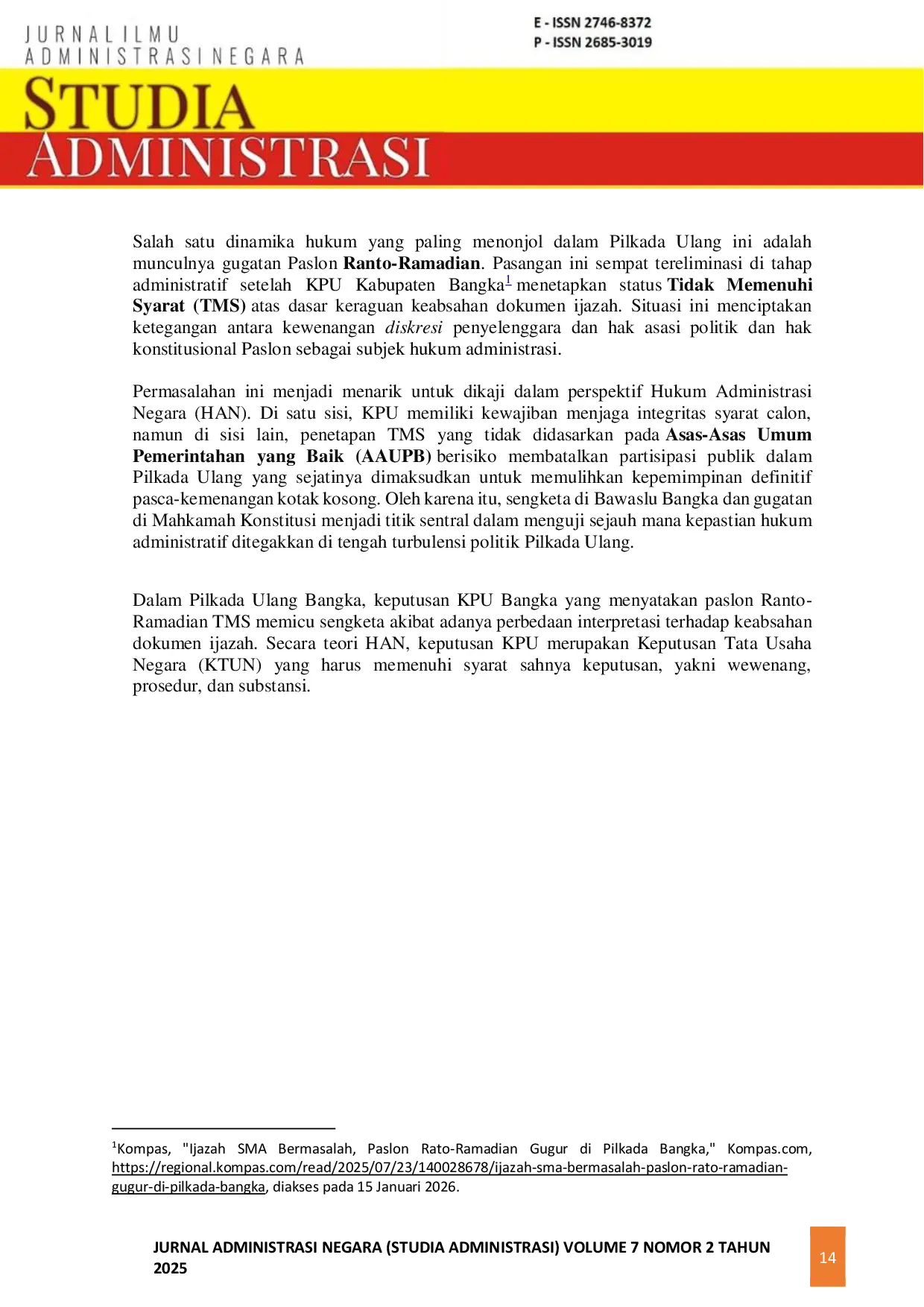 JURIS J Juridical Analysis of Administrative Disputes in Regional Head Candidacy