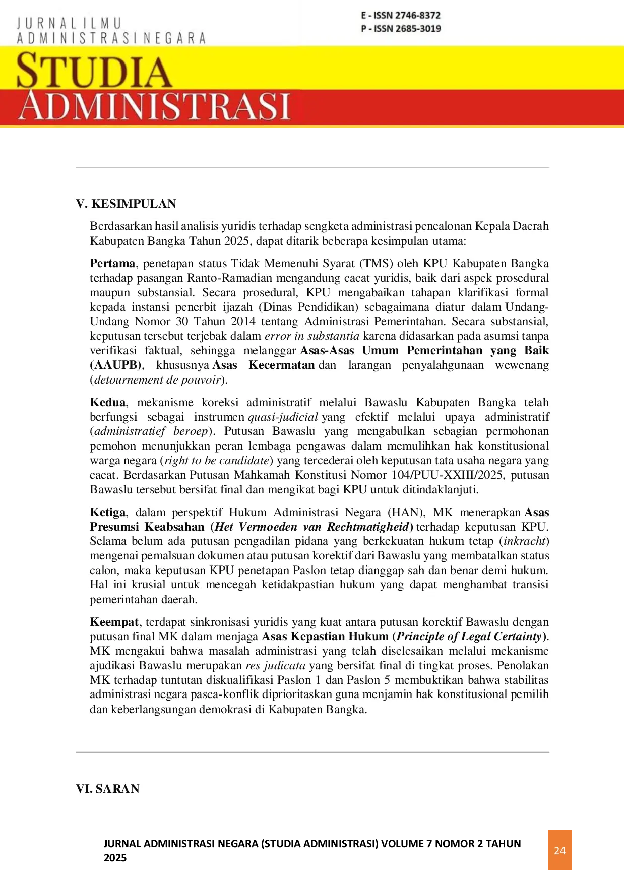 JURIS J Juridical Analysis of Administrative Disputes in Regional Head Candidacy