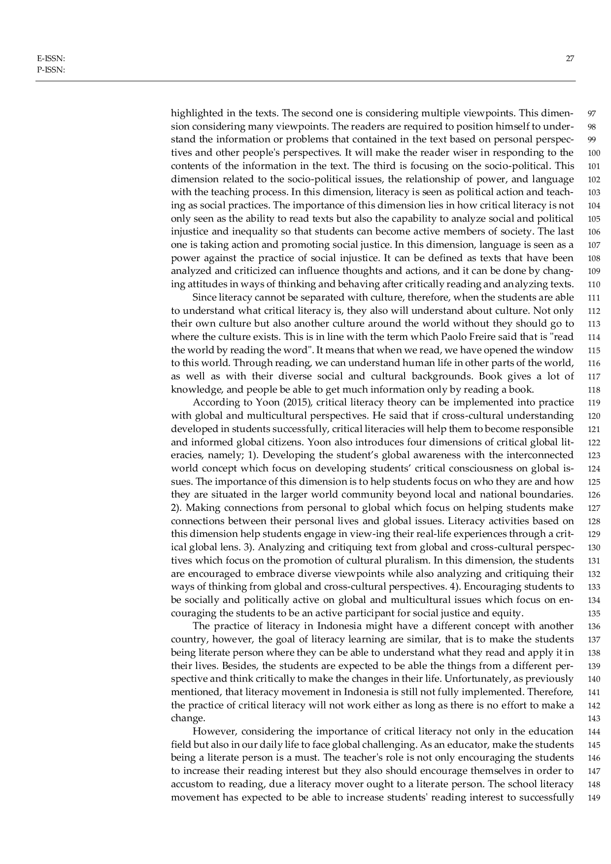 JURIS Critical Literacy and its Challenges in Education in Indonesia