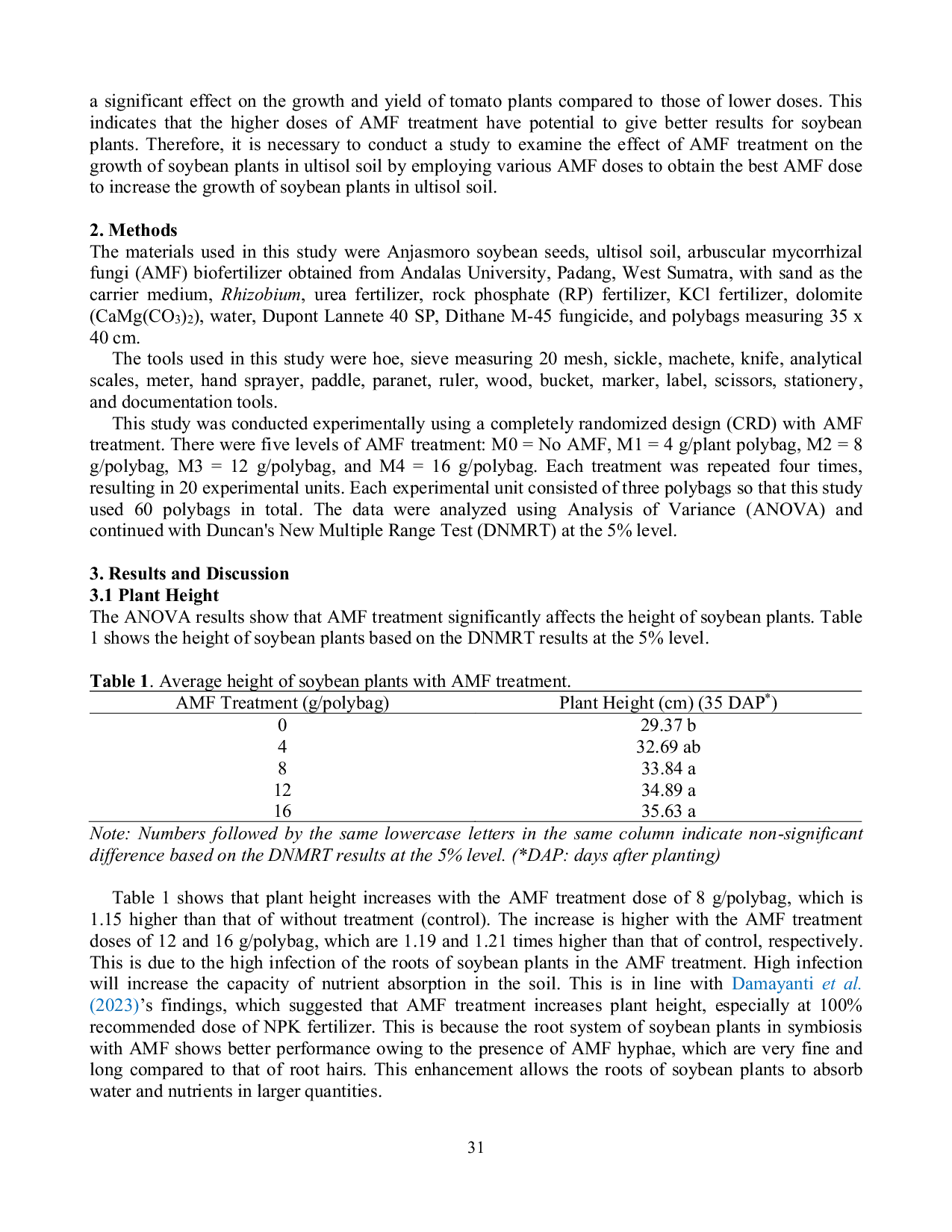 JURIS Effect of Arbuscular Mycorrhyzal Fungi in Improving Soybean Growth in Ultisol Soil