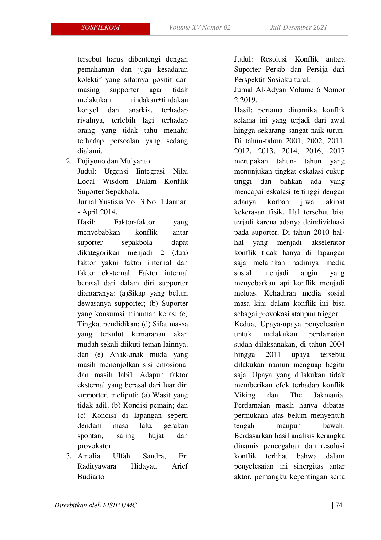 JURIS Rivalitas Bonek Dan Aremania Dalam Perspektif Komunikasi