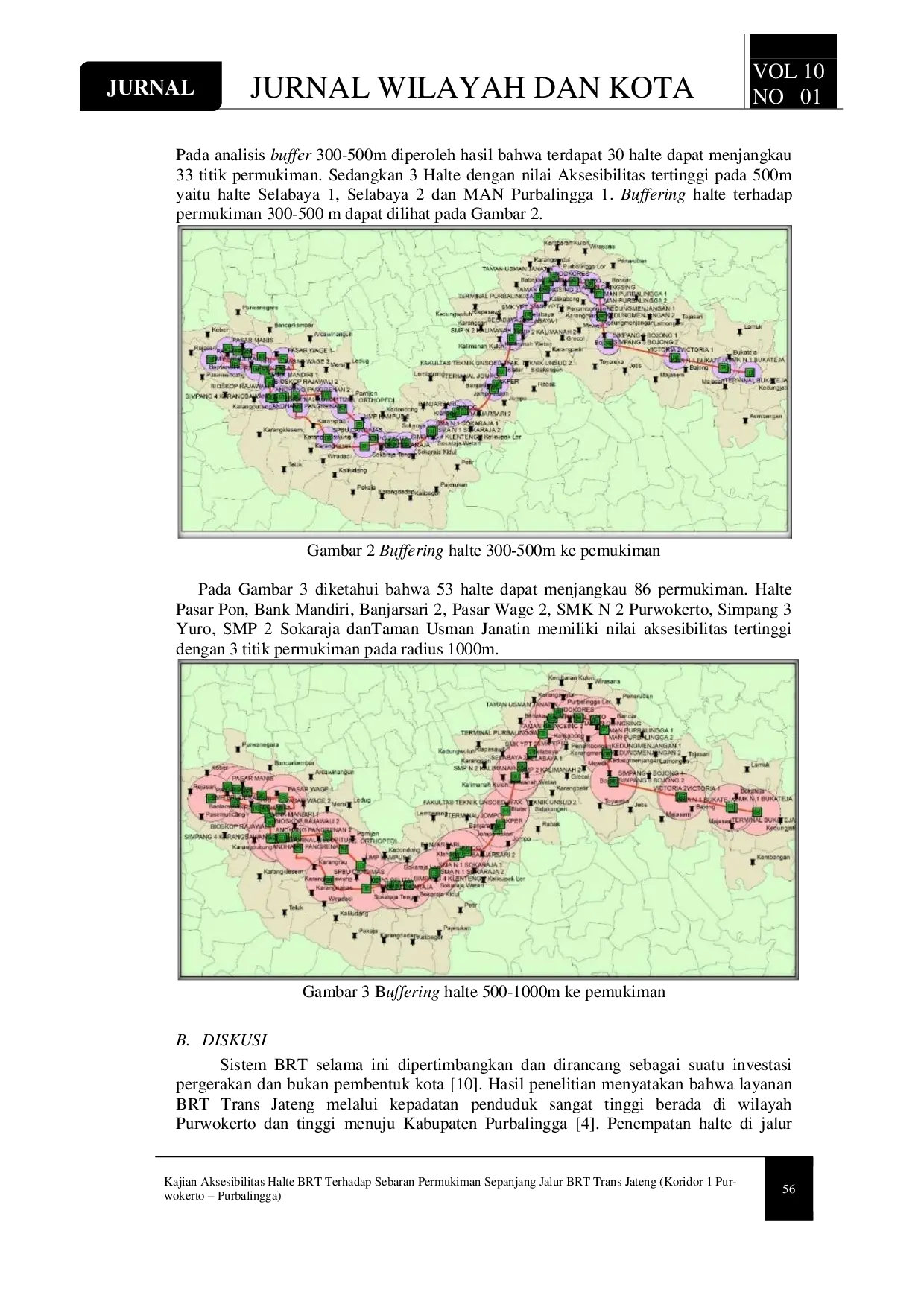 JURIS Kajian Aksesibilitas Halte Brt Terhadap Sebaran Pemukiman Sepanjang Jalur Brt Trans Jateng Koridor 1 Purwokerto Purbalingga