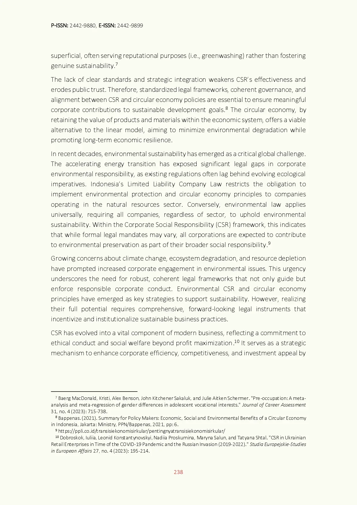 juris Regulatory Frameworks to Integrate Corporate Social Responsibility with Circular Economy Principles