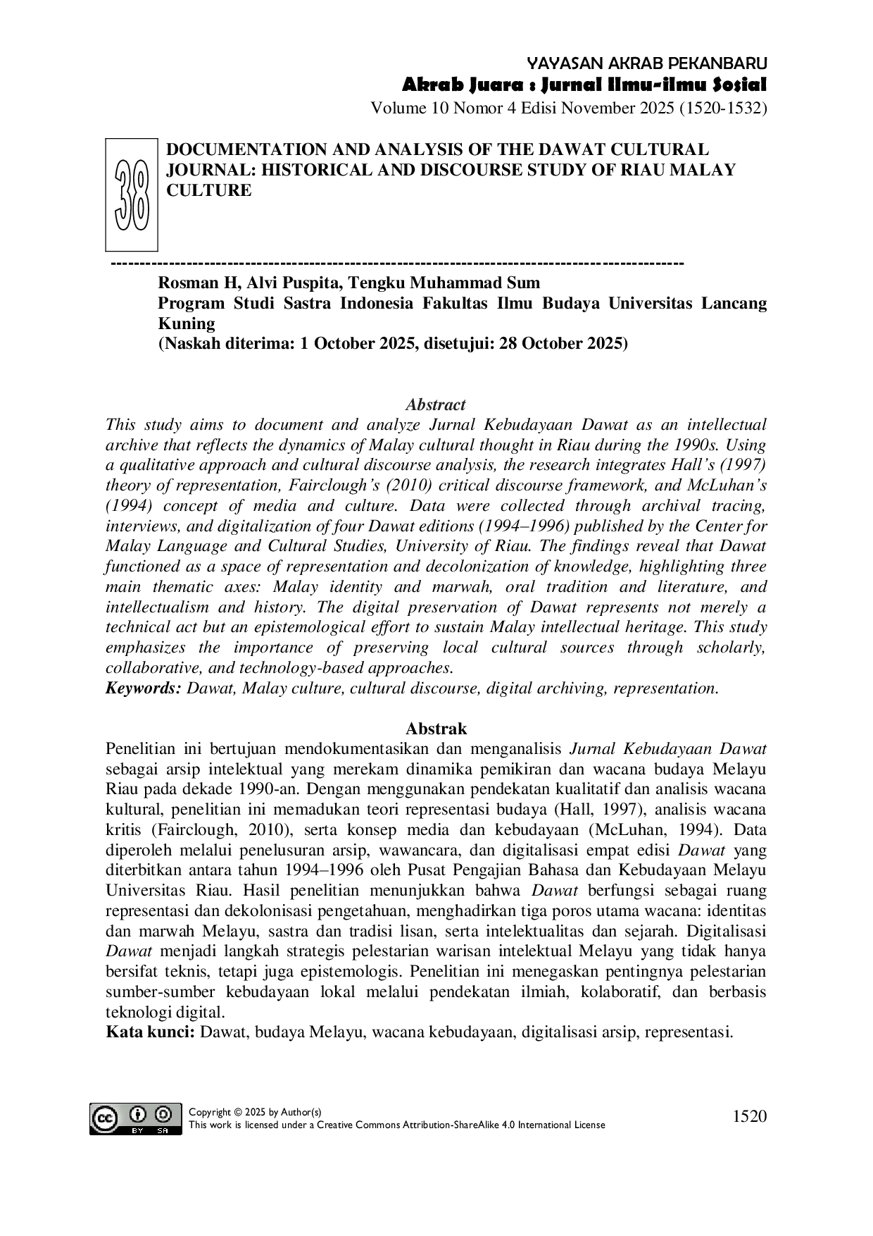 JURIS Dokumentasi Dan Analisis Jurnal Kebudayaan Dawat Studi Sejarah Dan Wacana Budaya Melayu Riau