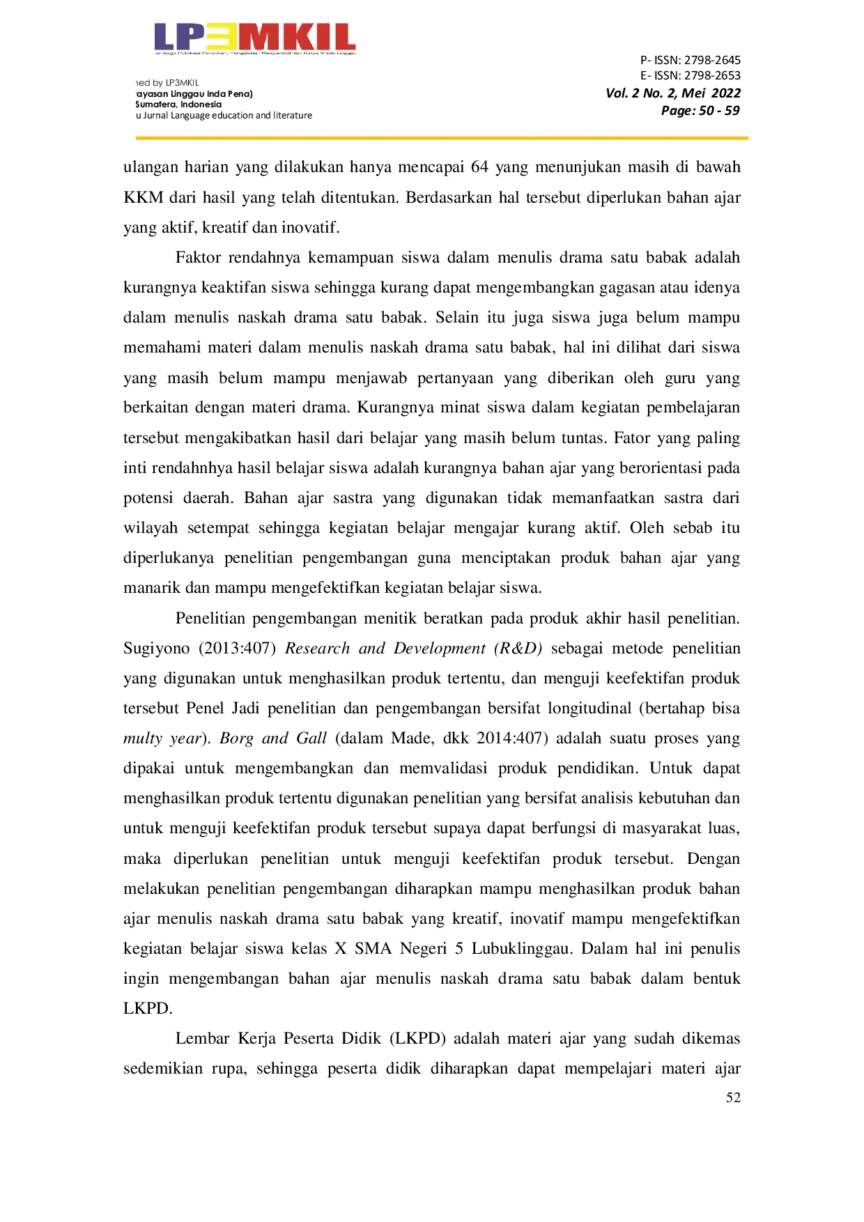 JURIS Pengembangan Bahan Ajar Drama Satu Babak Berbasis Cerita Rakyat Etnik Lembak