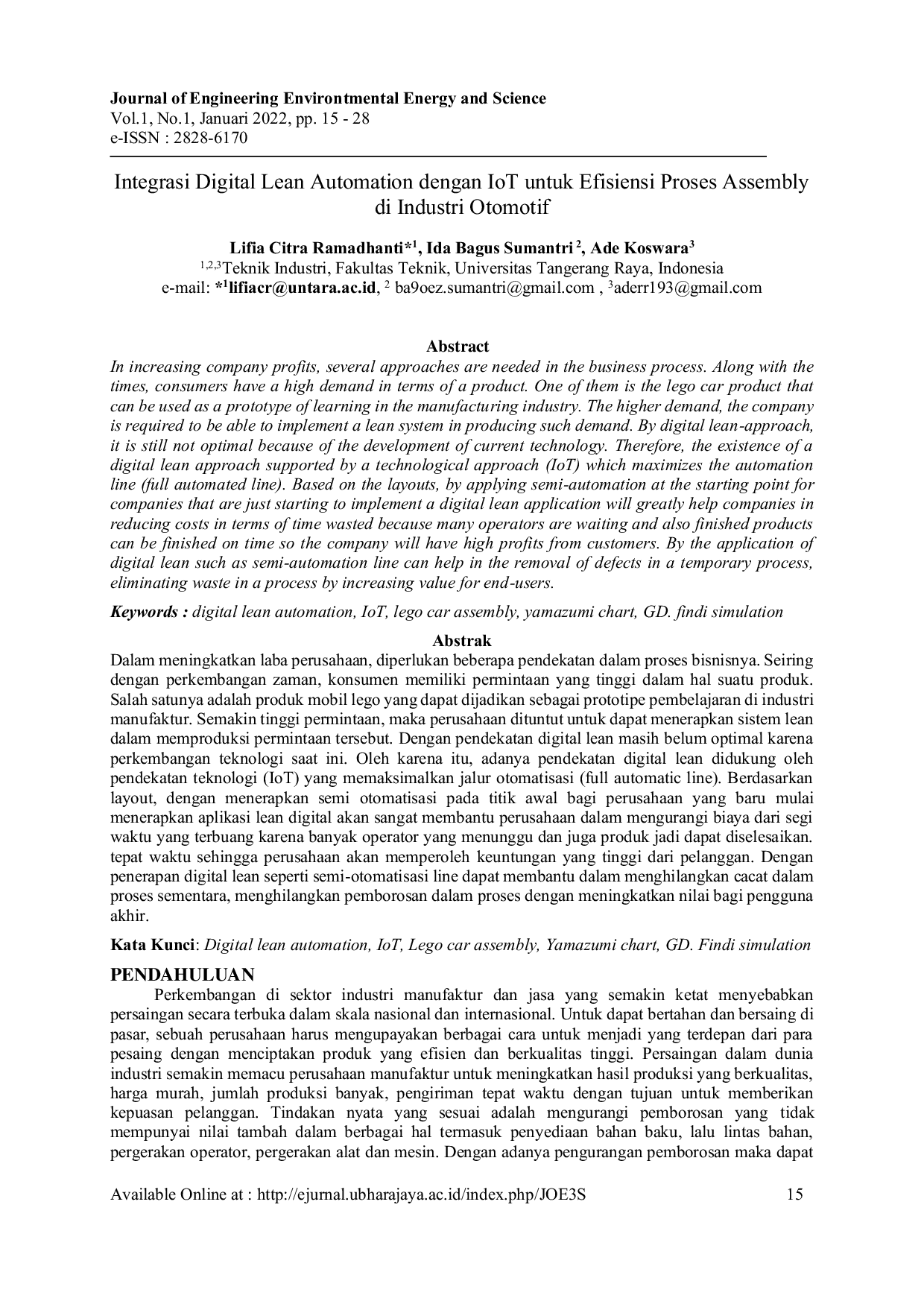 JURIS Integrasi Digital Lean Automation dengan IoT untuk Efisiensi Proses Assembly di Industri Otomotif