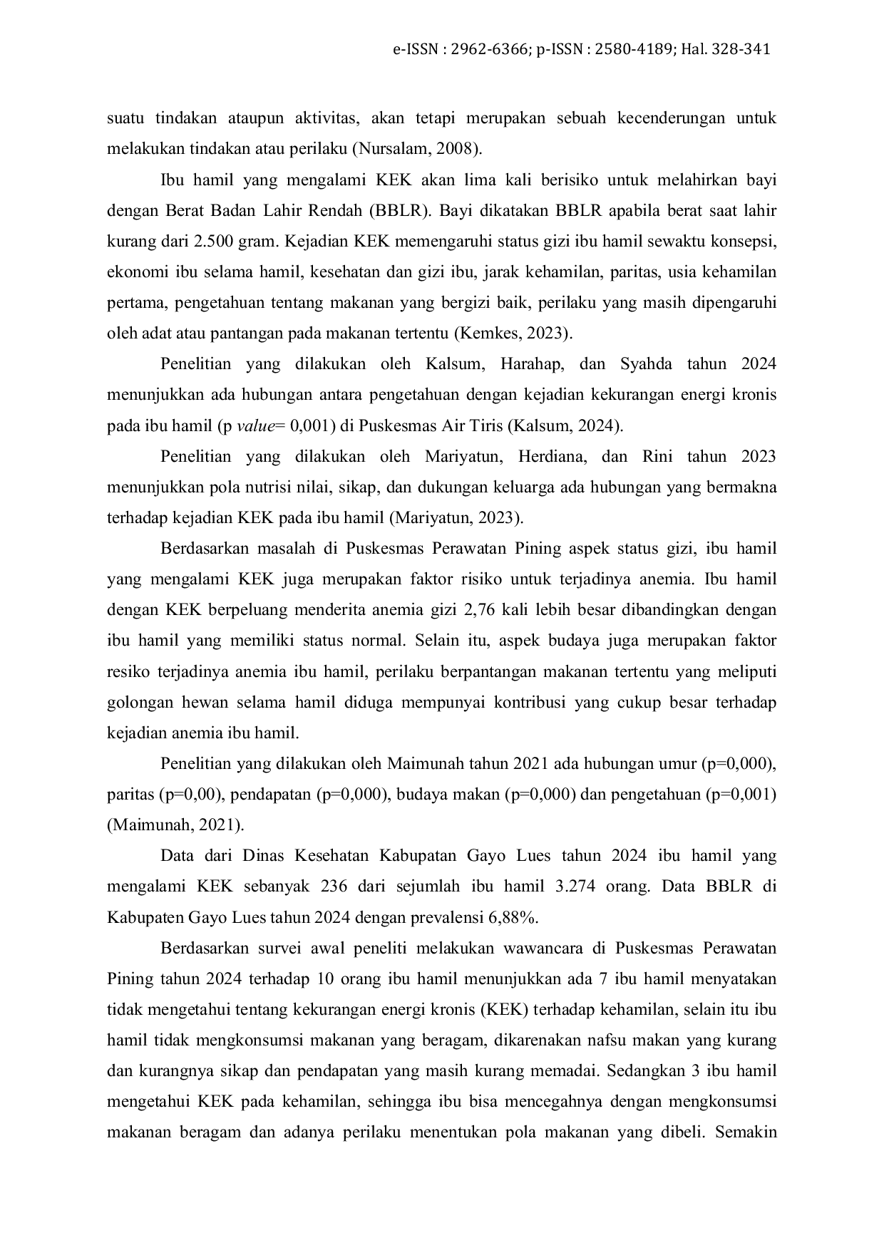 JURIS Faktor yang Memengaruhi Tindakan Ibu Hamil dalam Mengatasi Kurang Energi Kronik di Wilayah Kerja Puskesmas Perawatan Pining Kecamatan Pining