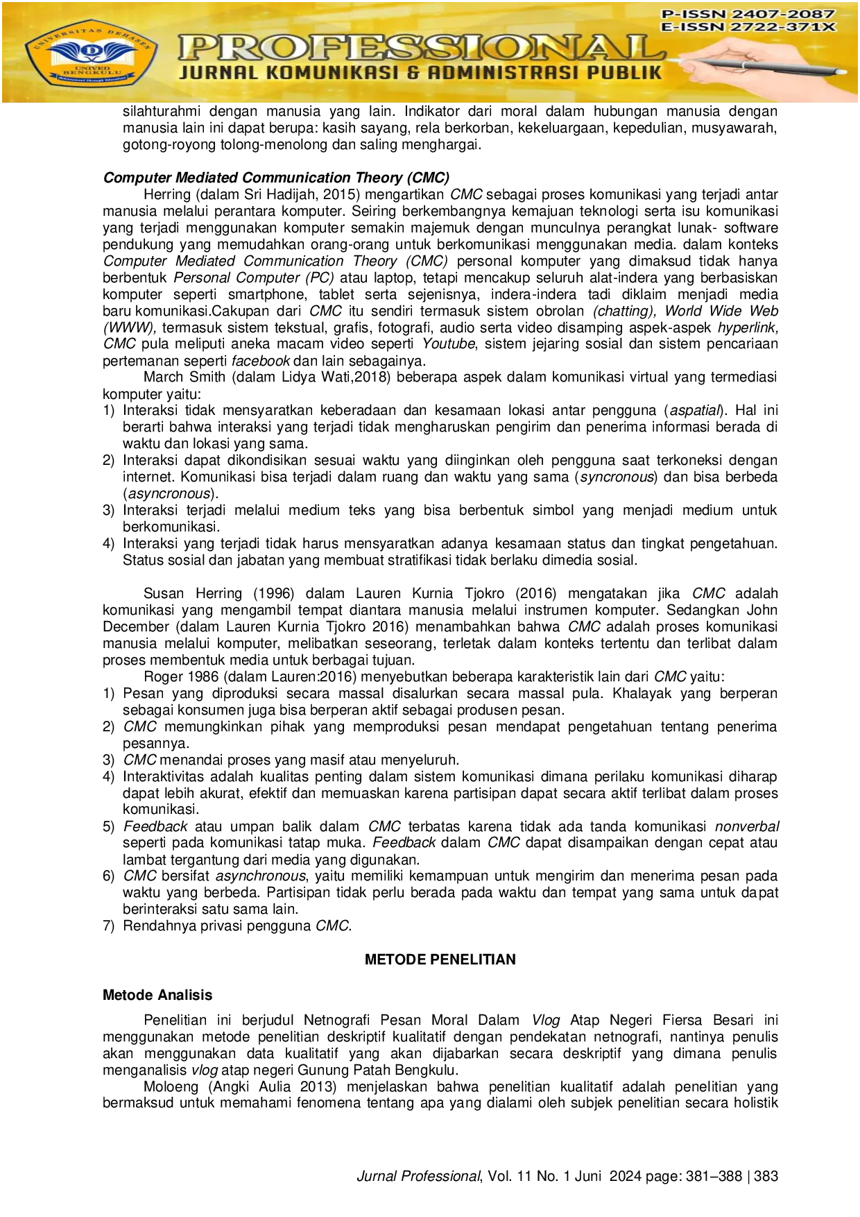 JURIS Netnografi Pesan Moral Dalam Vlog Atap Negeri Fiersa Besari