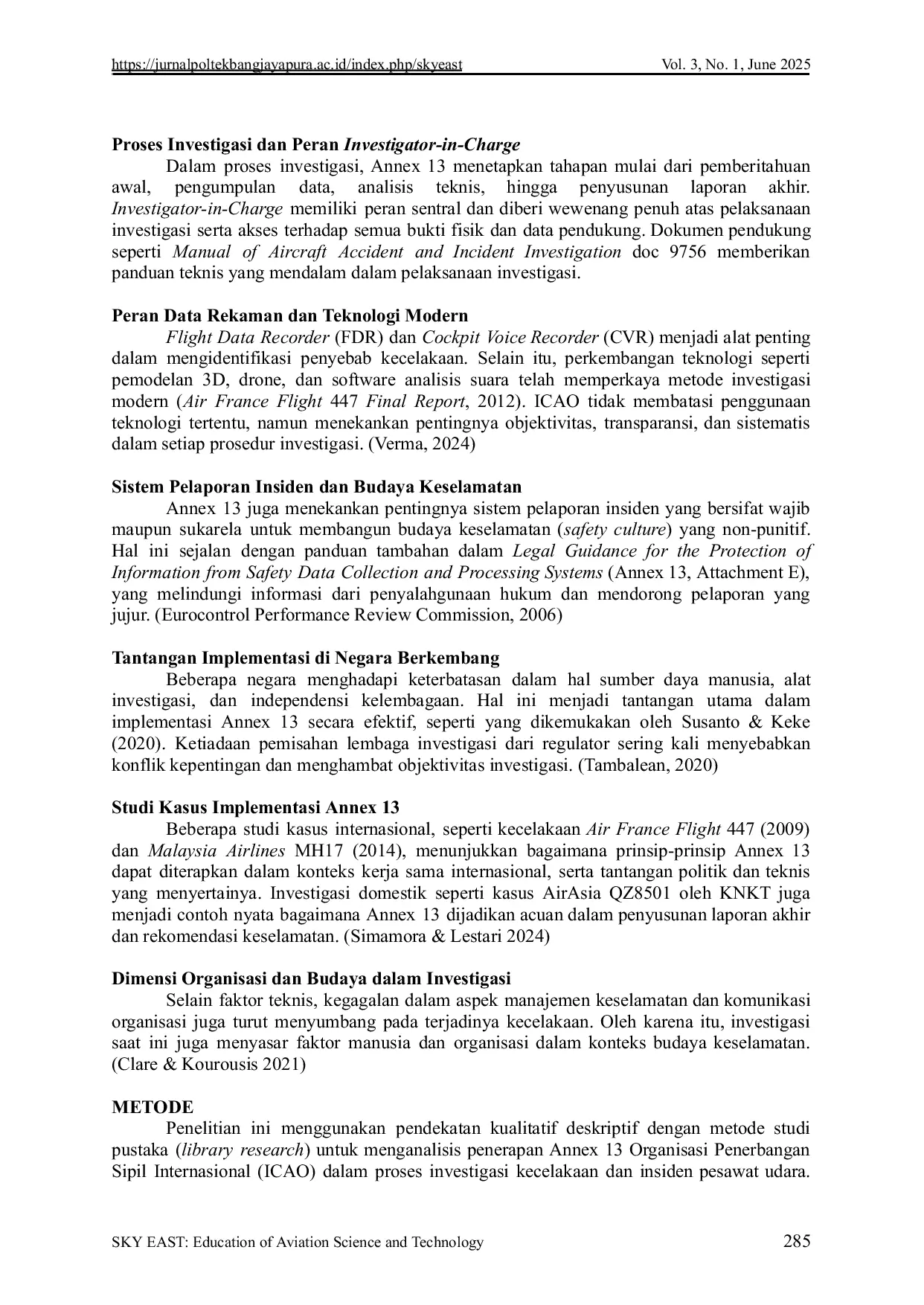 JURIS Implementasi ICAO Annex 13 dalam Investigasi Kecelakaan dan Insiden Pesawat Udara