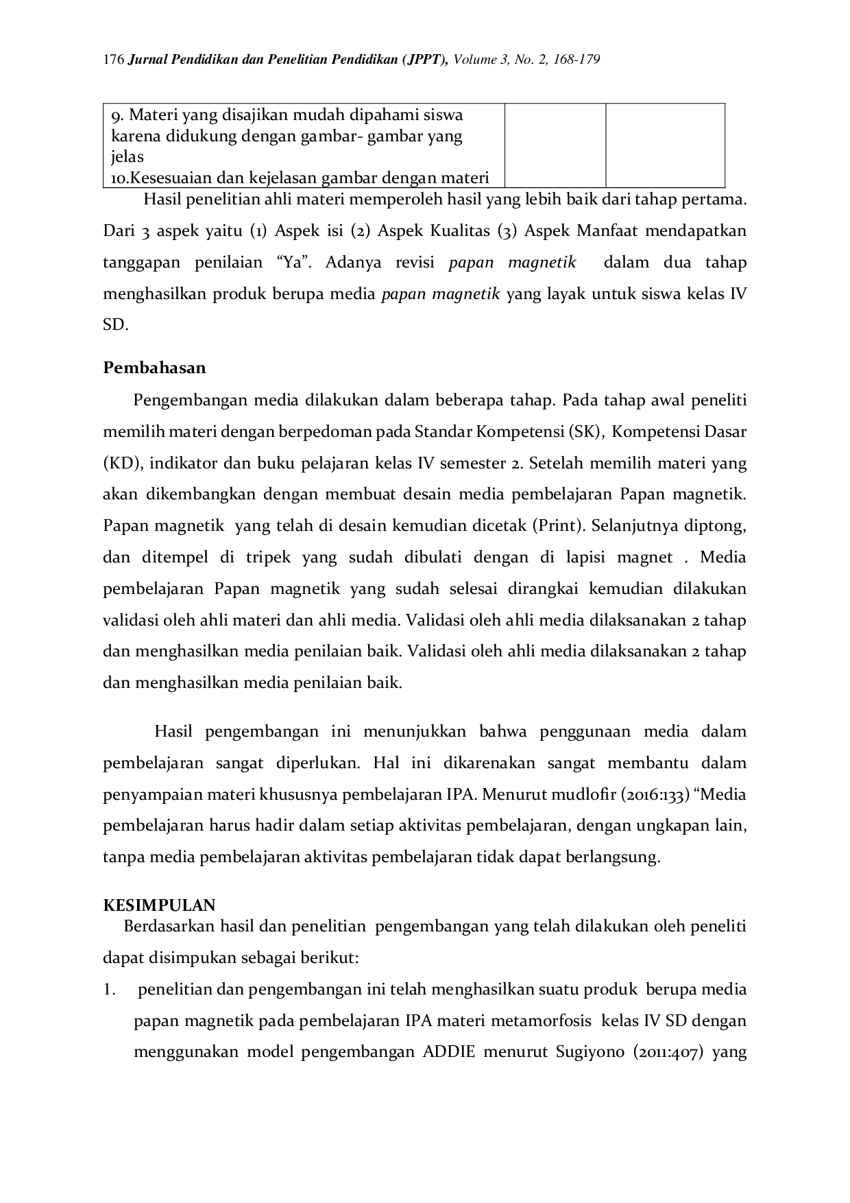 JURIS Pengembangan Media Papan Magnetik Pada Pembelajaran Ipa Materi Metamorfosis Kelas Iv Sd
