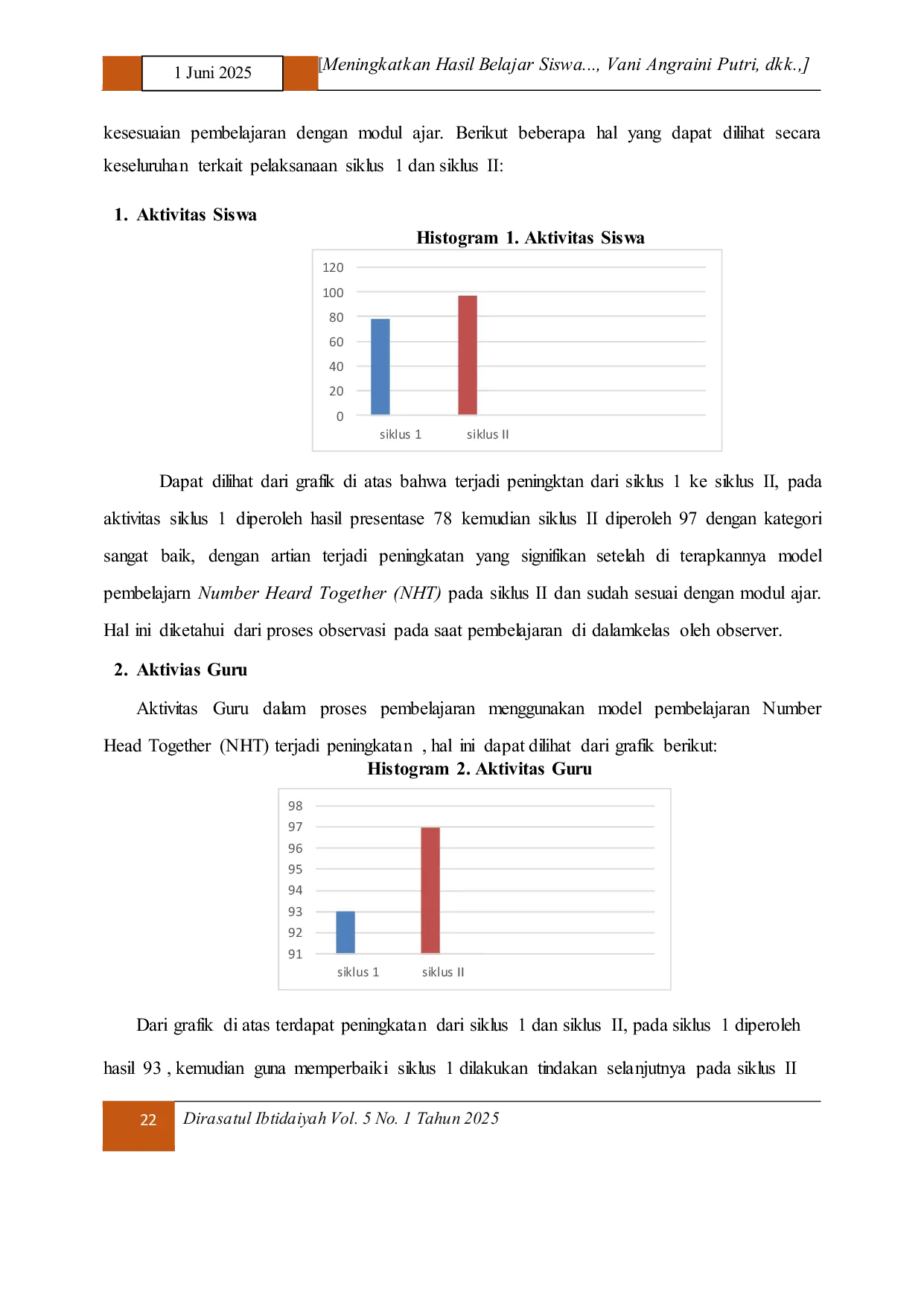 JURIS Meningkatkan Hasil Belajar Siswa Kelas V Pada Pembelajaran Matematika Materi Bangun Datar Dengan Menggunakan Model Pembelajaran Number Head Together