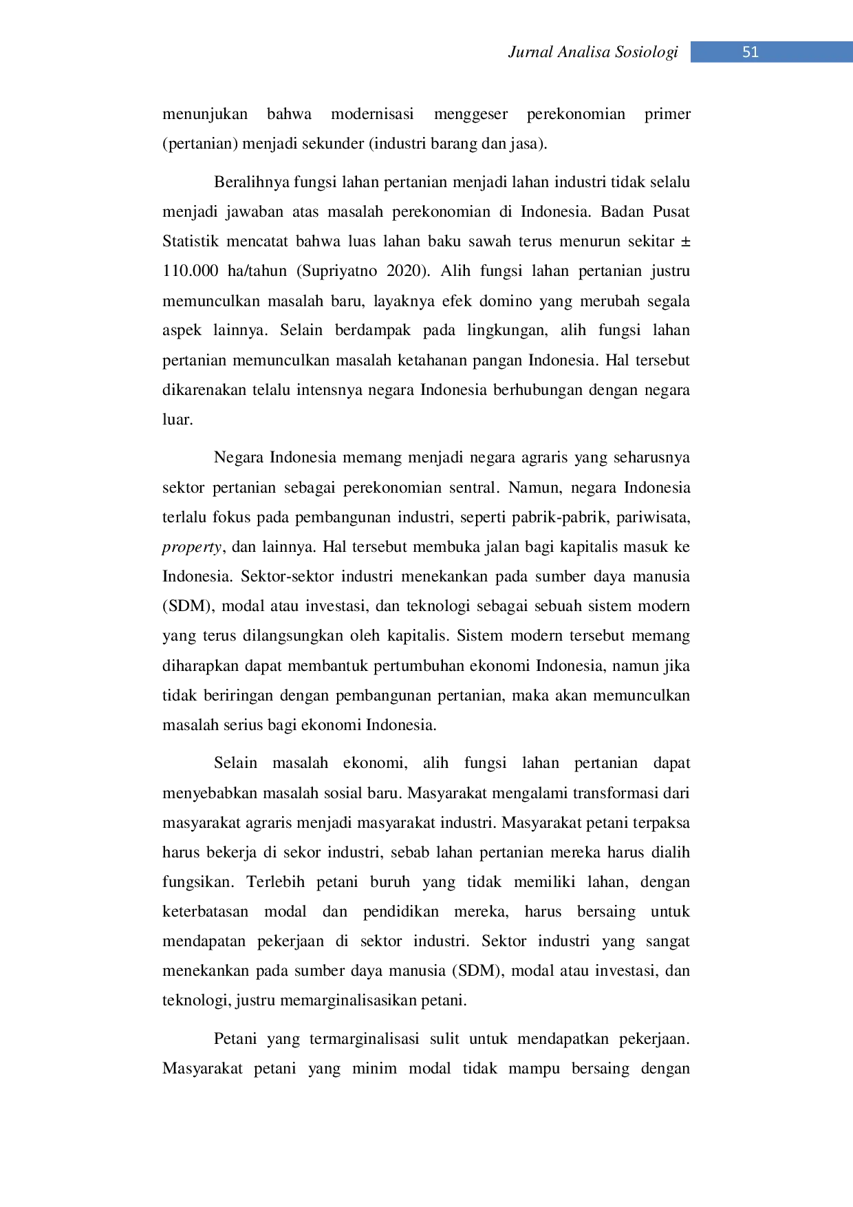 JURIS Lunturnya Sektor Pertanian Di Perkotaan