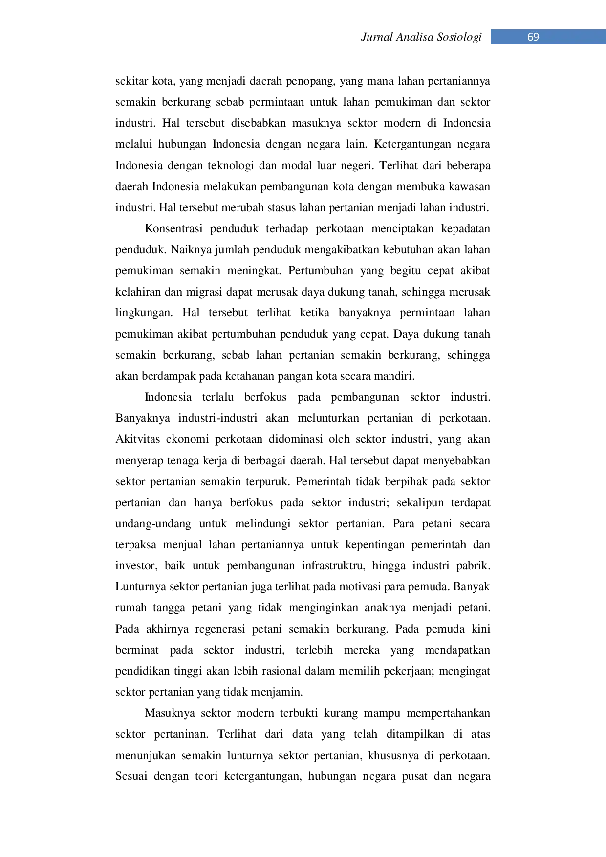 JURIS Lunturnya Sektor Pertanian Di Perkotaan