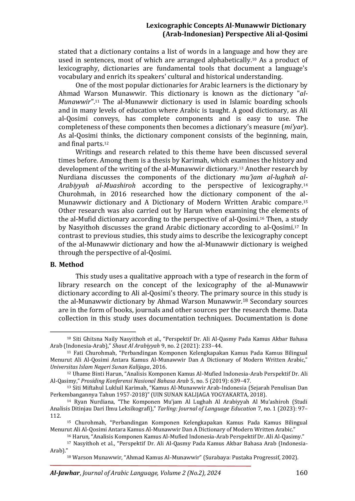 JURIS Lexicographic Concepts Al Munawwir Dictionary Arab Indonesian Perspective Ali al Qosimi