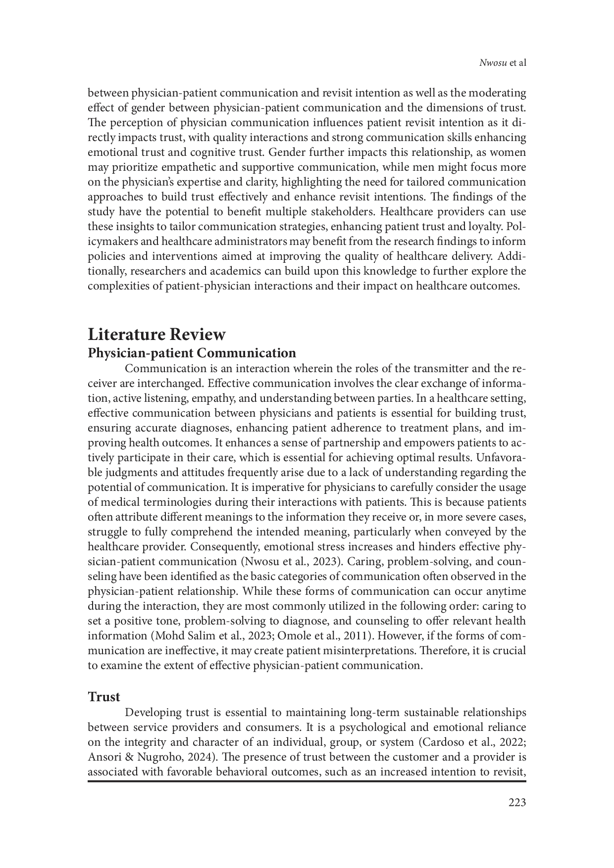 JURIS The Impact of Perceived Physician Communication Skills on Revisit Intention A Moderated Mediation Model