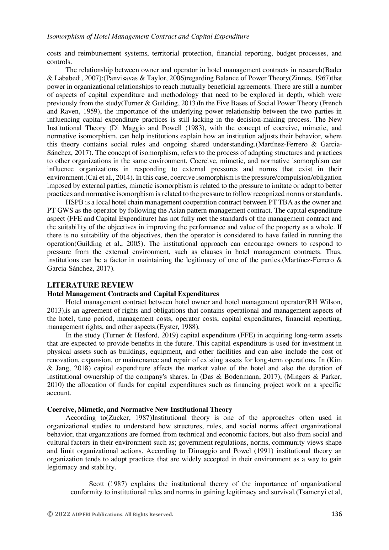 JURIS Isomorphism of Hotel Management Contract and Capital Expenditure