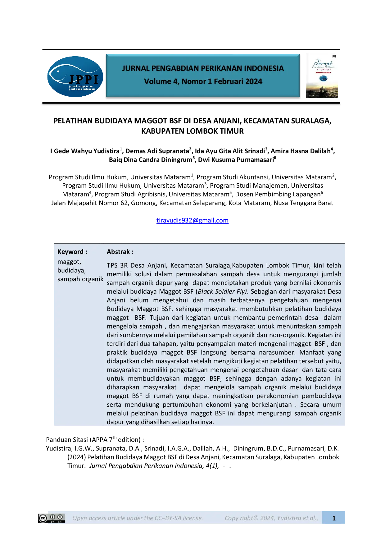 JURIS Pelatihan Budidaya Maggot BSF di Desa Anjani Kecamatan Suralaga Kabupaten Lombok Timur