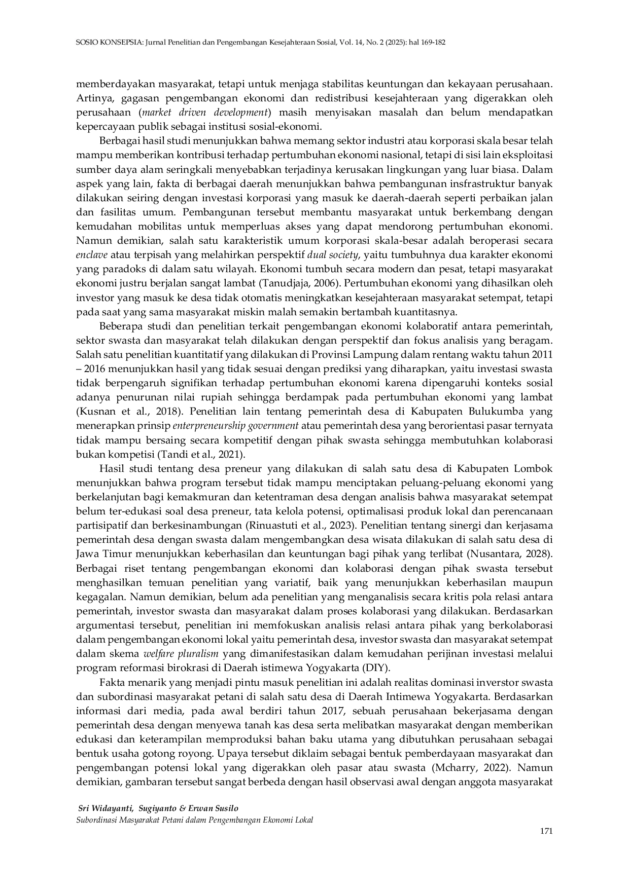 JURIS Subordinasi Masyarakat Petani dalam Pengembangan Ekonomi Lokal