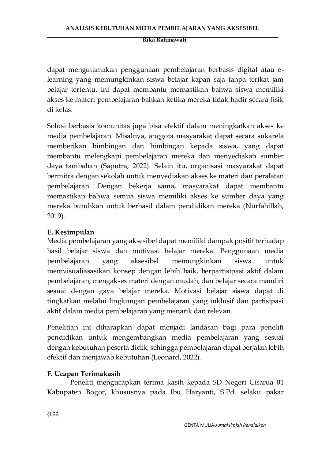 JURIS Analisis Kebutuhan Media Pembelajaran Yang Aksesibel Untuk Meningkatkan Hasil Belajar Siswa Dalam Pembelajaran Matematika