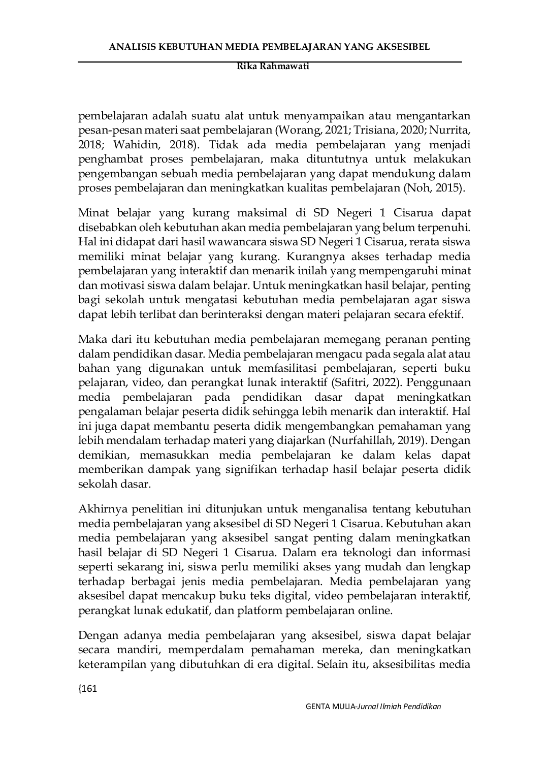 JURIS Analisis Kebutuhan Media Pembelajaran Yang Aksesibel Untuk Meningkatkan Hasil Belajar Siswa Dalam Pembelajaran Matematika