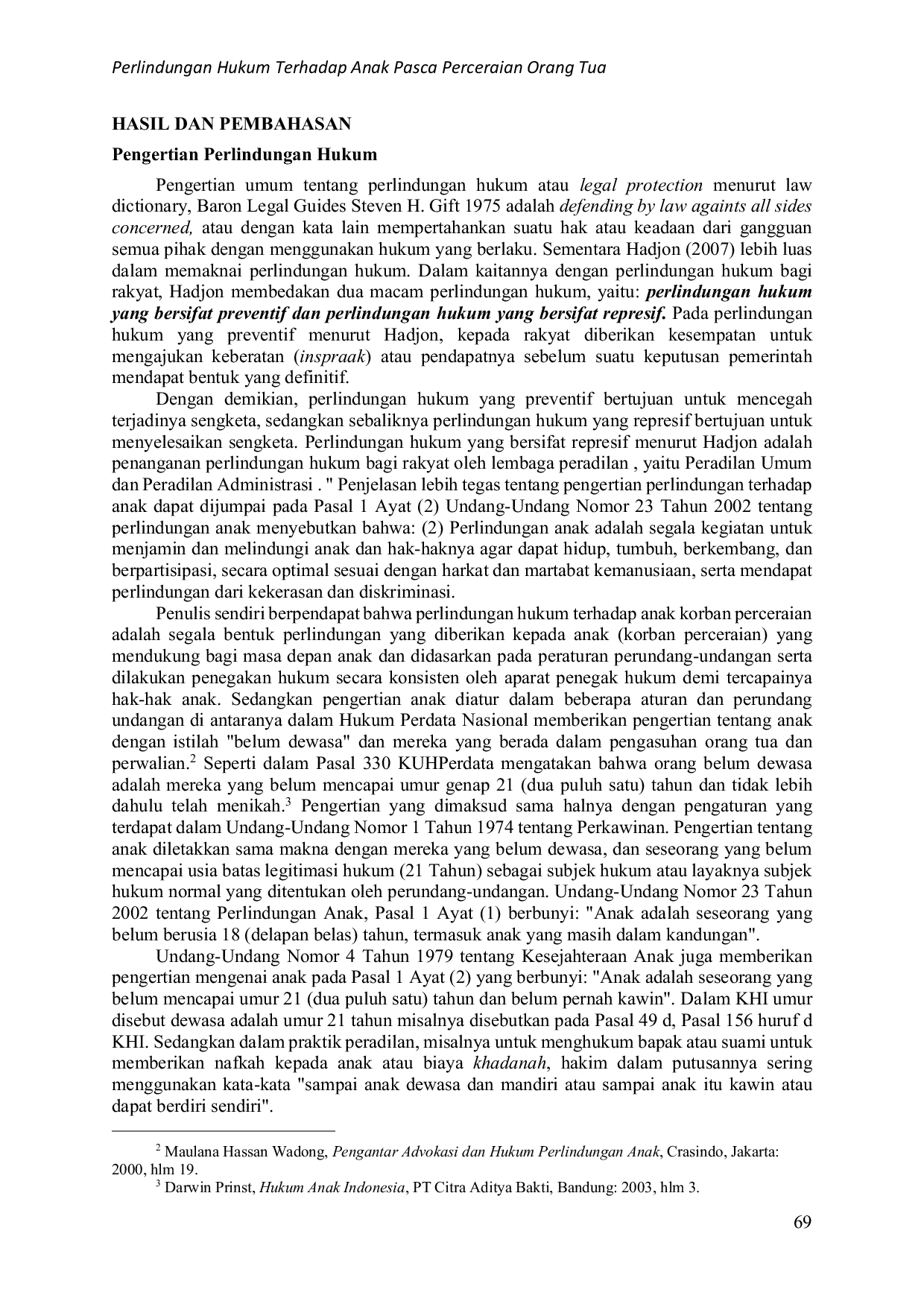 JURIS Perlindungan Hukum Terhadap Anak Pasca Perceraian Orang Tua