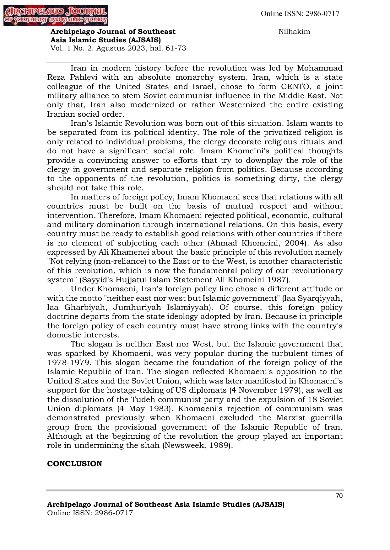 JURIS Ide Ide Reformasi Ayatullah Khomeini dalam Sejarah Hukum Islam Modern di Iran