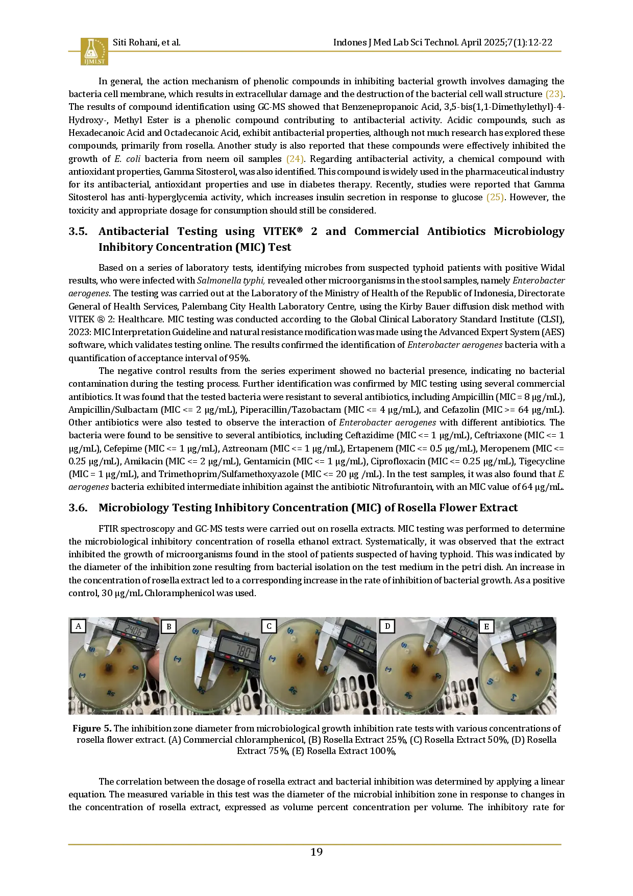 juris Spectroscopic characterization of rosella flower extract Hibiscus sabdariffa L and its antibacterial activity against Enterobacter aerogenes in suspected typhoid cases