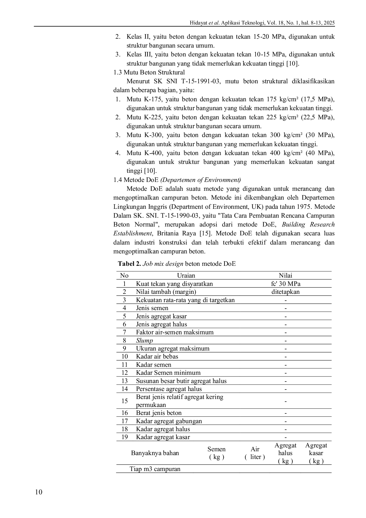 JURIS Pengembangan Job Mix Design Beton Struktural Untuk Peningkatan Efisiensi Dan Kualitas