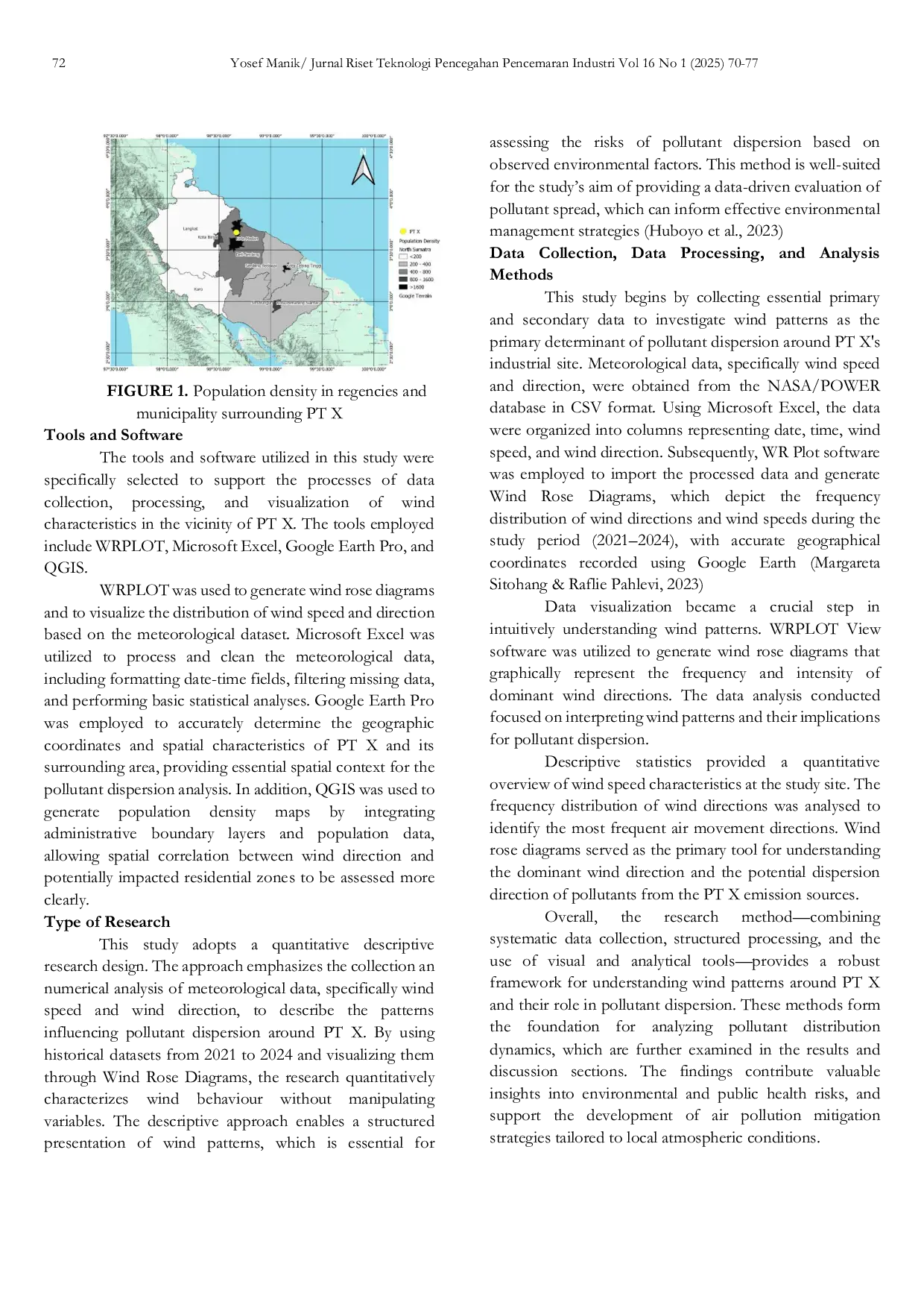 JURIS Spatial Analysis of Air Pollution Dispersion from a Stationary Source through Wind Profile Case Study in North Sumatra