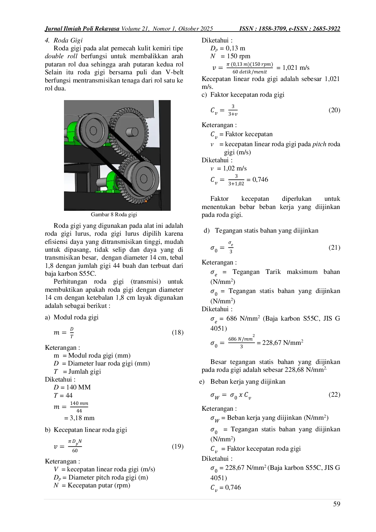 JURIS Perancangan Alat Pemecah Kulit Kemiri Tipe Double Roll Dengan Bahan St37 Kapasitas 82 Kg Jam