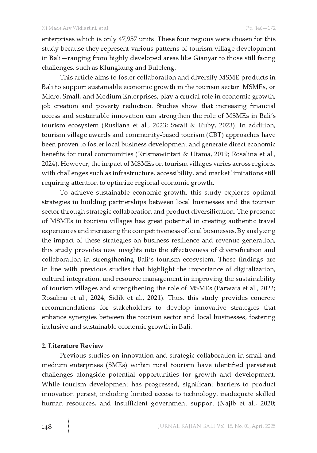 juris Strategic Collaborations and Diversification Pathways to Sustainable Growth in Bali s Tourism Village and Business Ecosystems