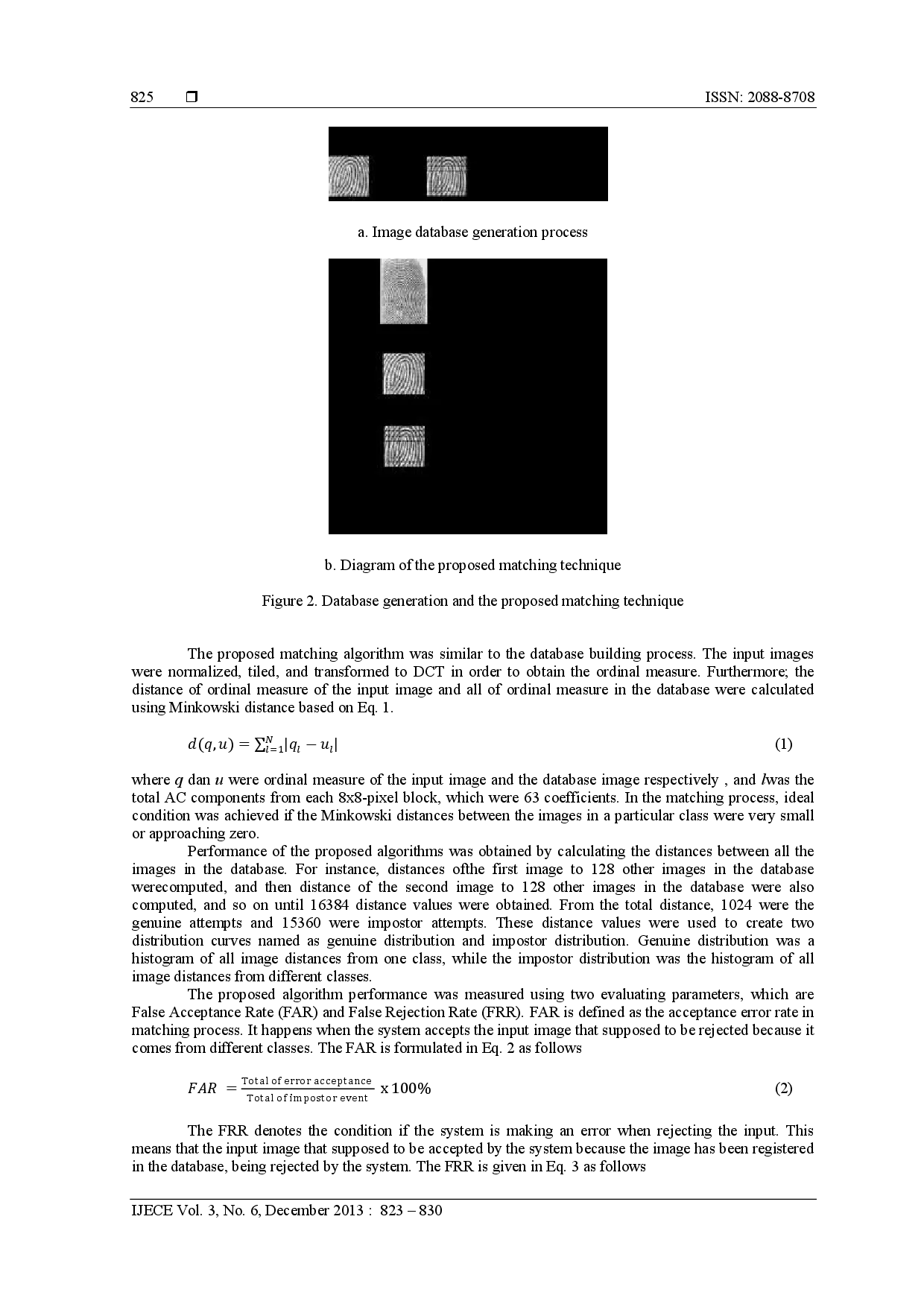 juris Ordinal Measure of Discrete Cosine Transform Coefficients and its Application to Fingerprint Matching