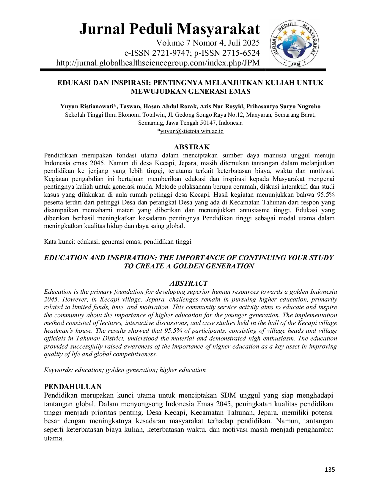 JURIS Edukasi dan Inspirasi Pentingnya Melanjutkan Kuliah untuk Mewujudkan Generasi Emas