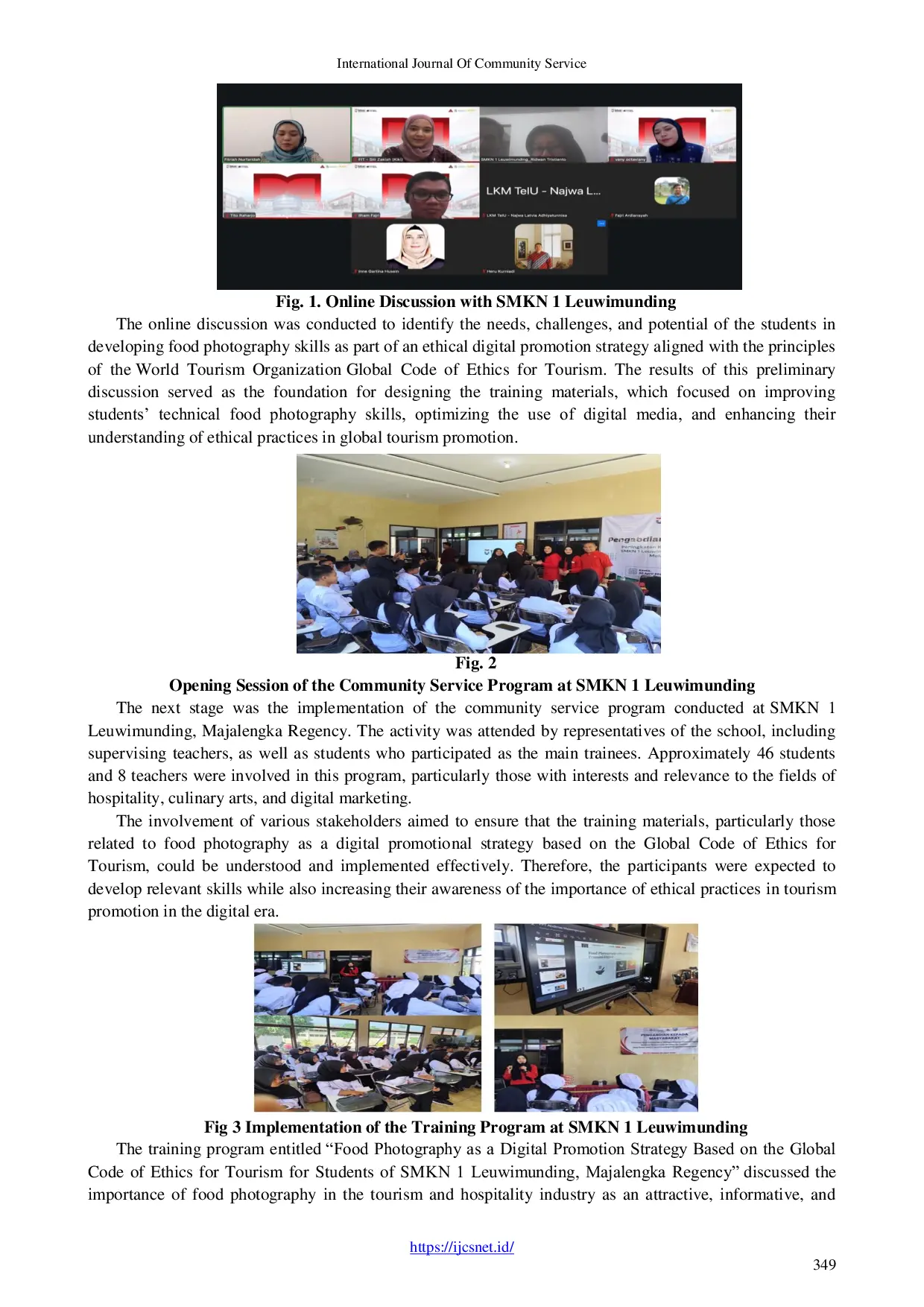 JURIS Food Photography Training as a Digital Promotion Strategy Based on the Global Code of Ethics for Tourism for Students of SMKN 1 Leuwimunding Majalengka Regency