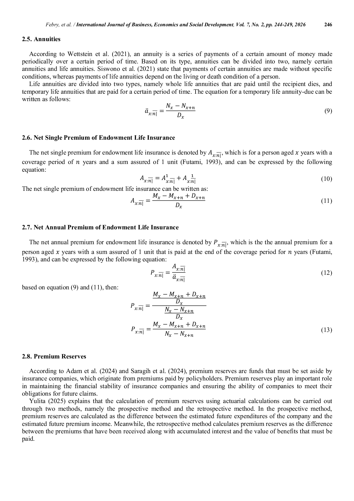 JURIS Comparative Analysis of Endowment Life Insurance Premium Reserves Using the Canadian Method Based on the 2019 TMI and Gompertz s Law