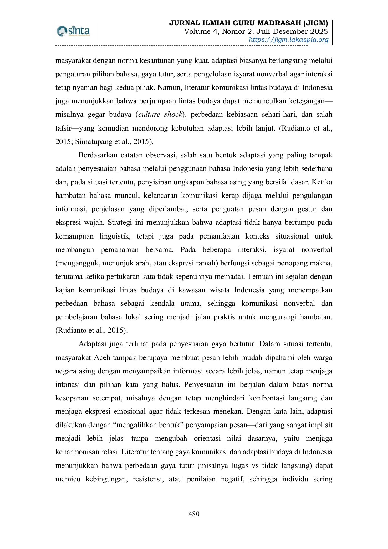 JURIS Pola Komunikasi Masyarakat Aceh dalam Interaksi Lintas Budaya dengan Warga Negara Asing