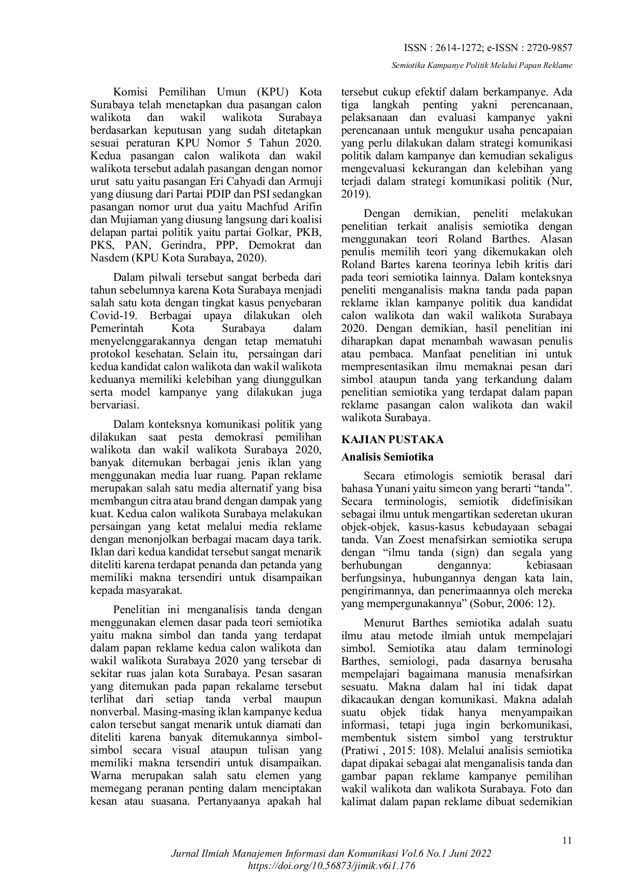 JURIS Semiotika Kampanye Politik Melalui Papan Reklame
