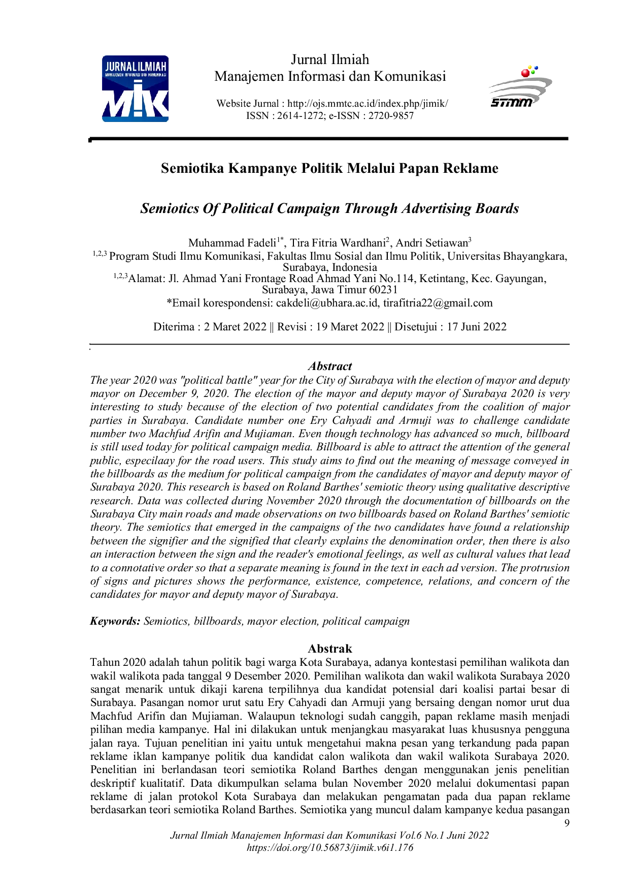 JURIS Semiotika Kampanye Politik Melalui Papan Reklame