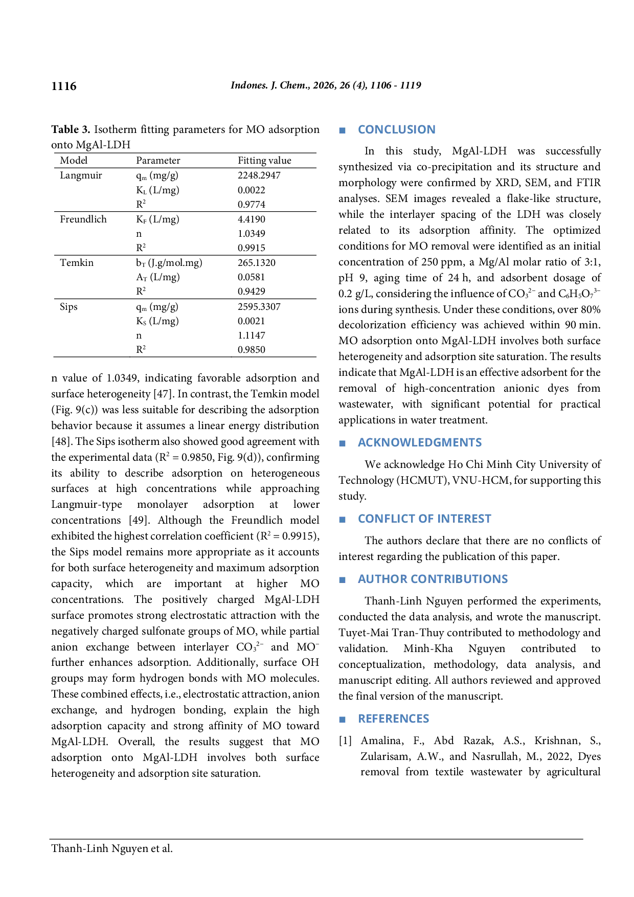 JURIS Tailored MgAl Layered Double Hydroxide for Anionic Dye Removal from Aqueous Solution
