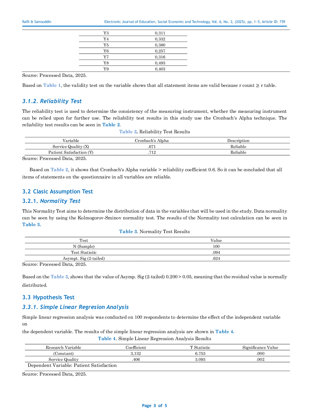 JURIS Analysis of the influence of service quality on patient satisfaction in obstetrics and gynecology at the Harapan Kasih Main Clinic in Ngabang Landak Regency