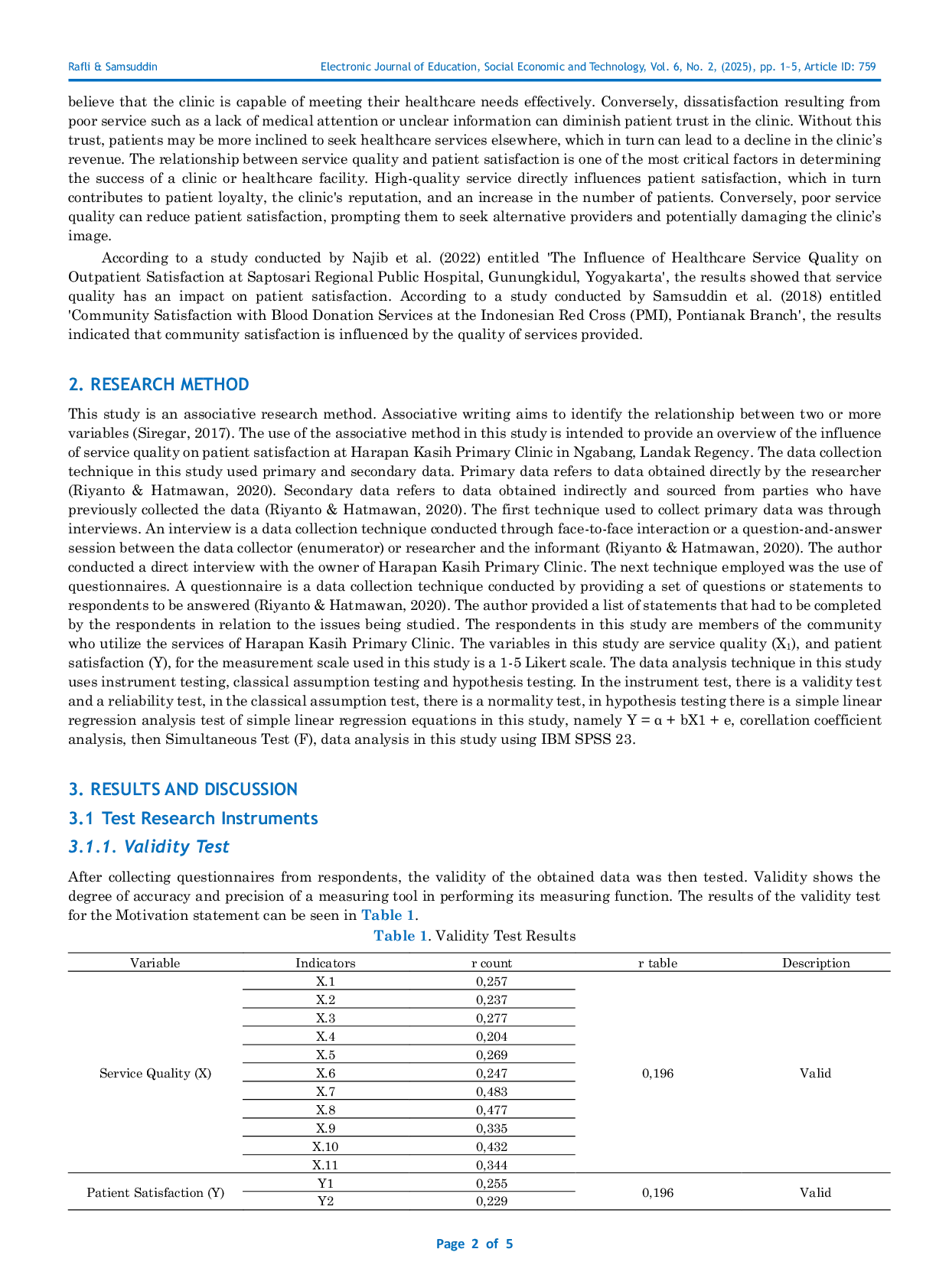 JURIS Analysis of the influence of service quality on patient satisfaction in obstetrics and gynecology at the Harapan Kasih Main Clinic in Ngabang Landak Regency