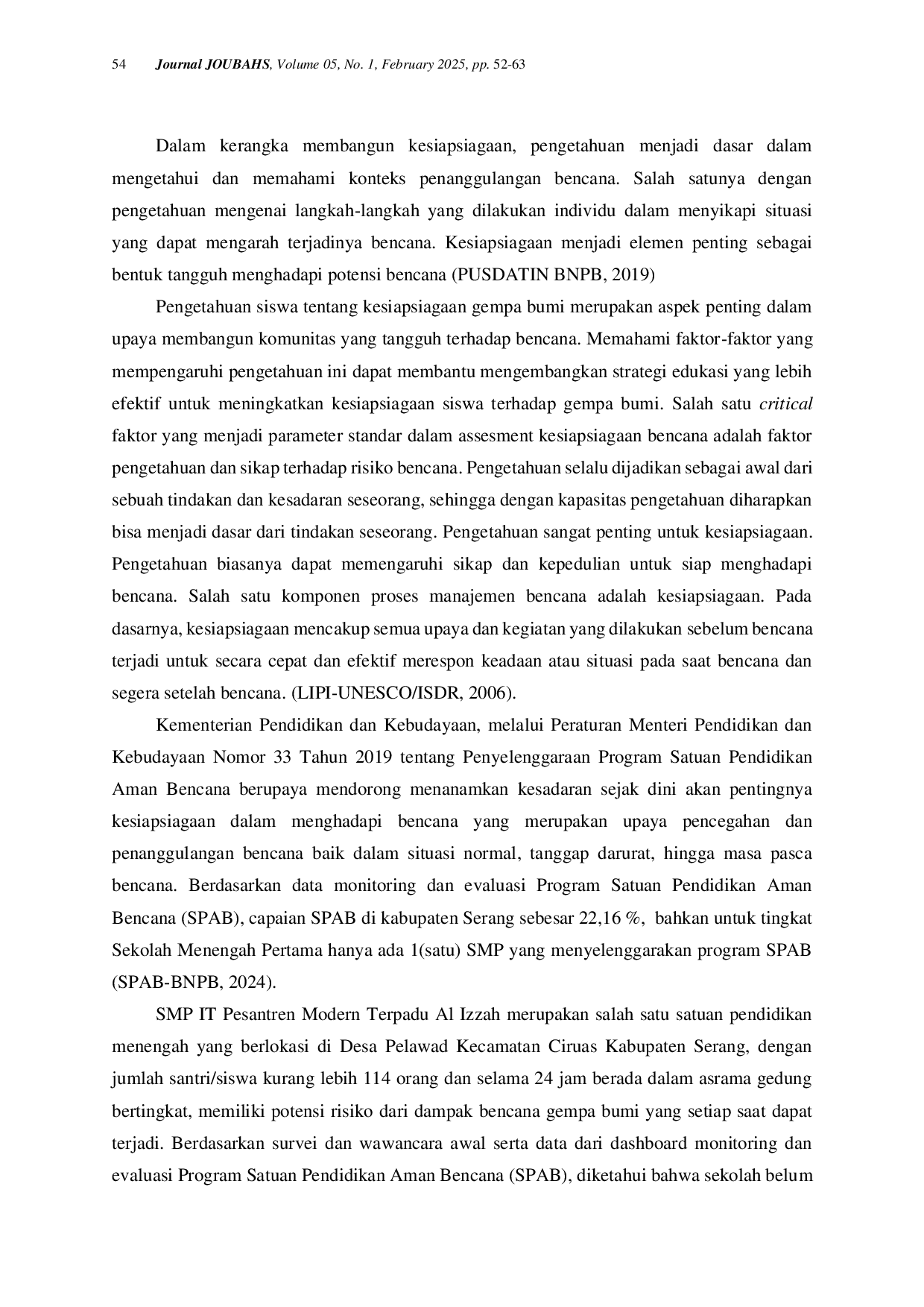 JURIS HUBUNGAN ANTARA PENDIDIKAN DAN PAPARAN INFORMASI DENGAN PENGETAHUAN KESIAPSIAGAAN GEMPA BUMI