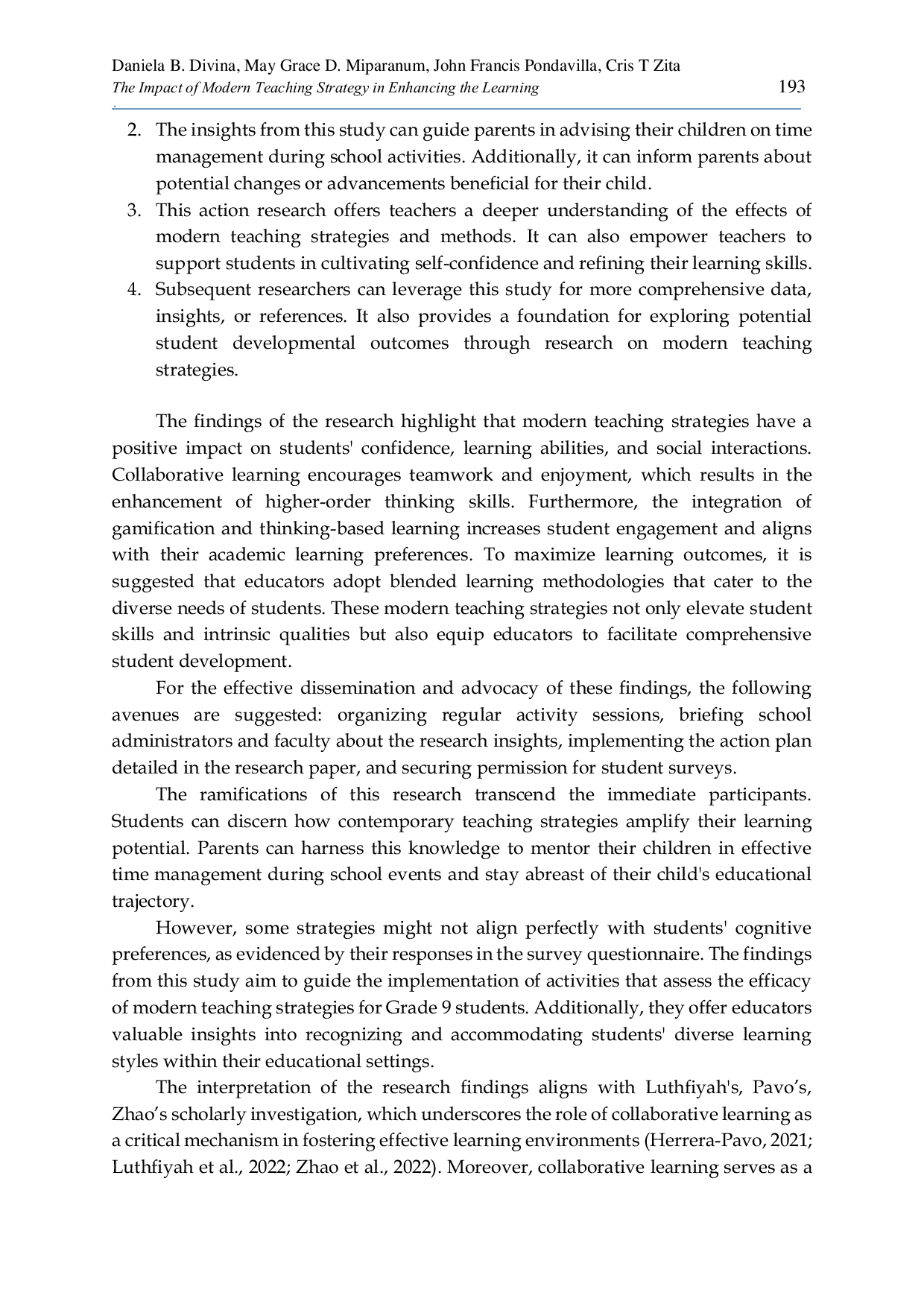 JURIS The Impact of Modern Teaching Strategy in Enhancing the Learning Skills of the Grade 9 Students at Holy Rosary College Foundation